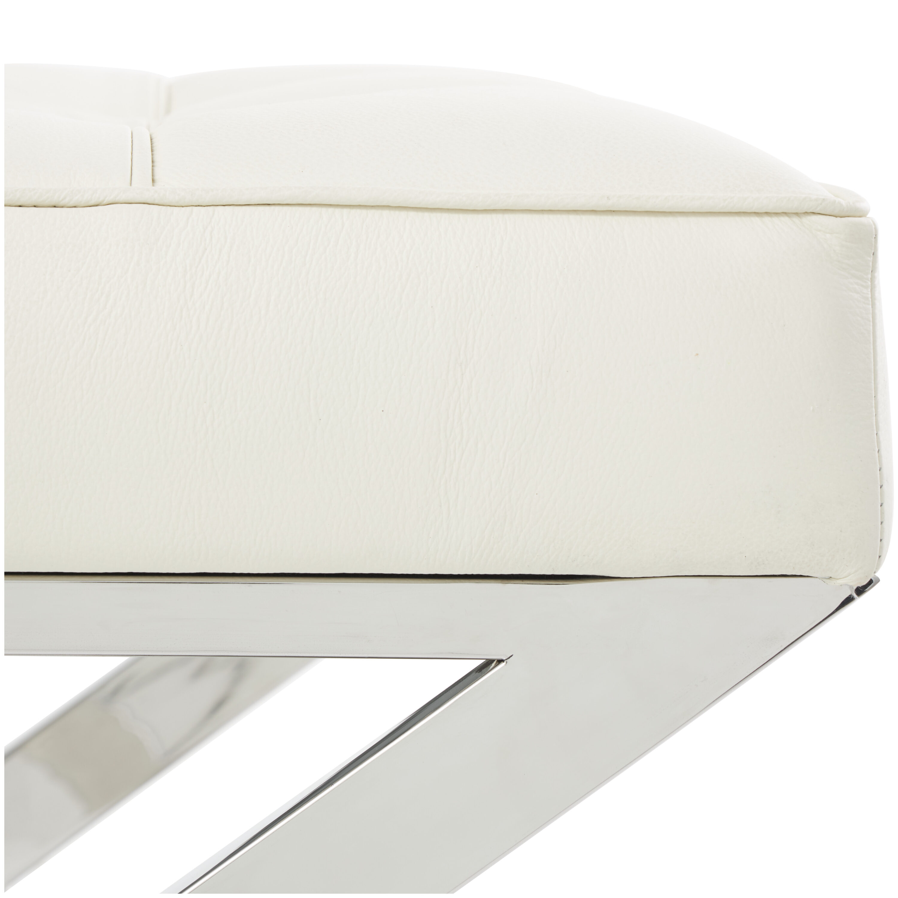 Grayson Lane Eclectic White with Chevron Pattern Ottoman in the Ottomans &  Poufs department at