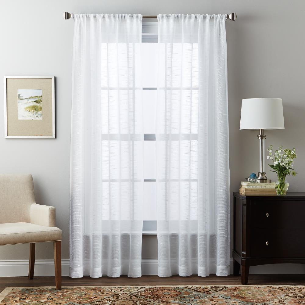 CHF 1Y41510GWT 84-in White Sheer Rod Pocket Single Curtain Panel
