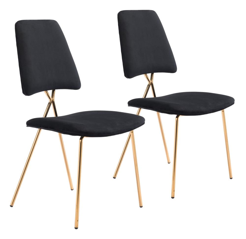 Zuo Modern 101464 Set of 2 Chloe Contemporary/Modern Polyester/Polyester Blend Upholstered Dining Side Chair (Metal Frame)
