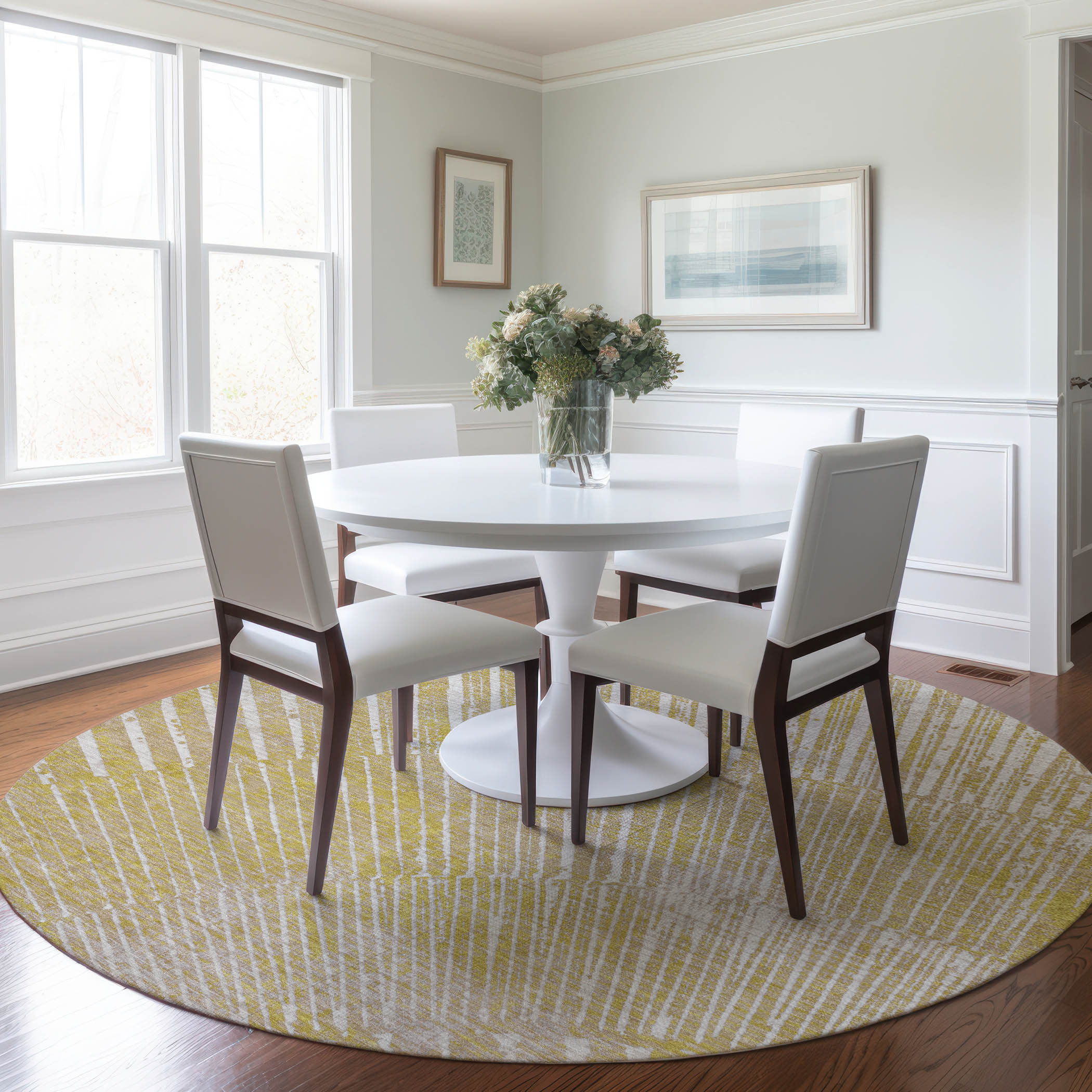Addison Rugs ACN542WH8RO Chantille ACN542WH 8 x 8 (ft) Polyester Wheat Round Indoor/Outdoor Stripe Machine washable Area rug