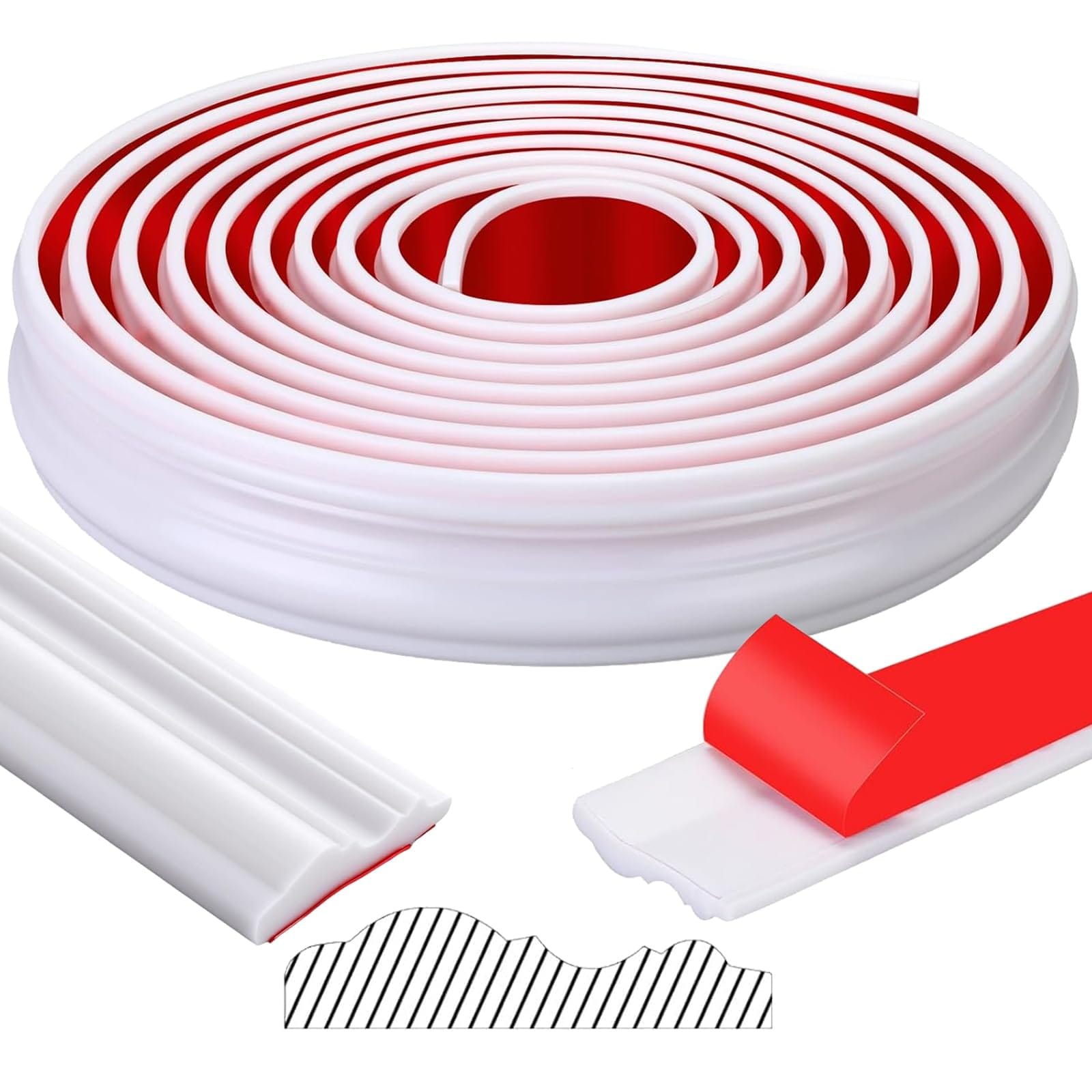 Justincity  Peel and Stick Chair Rail Panel Molding Flexible Wall Trim Self Adhesive White 19.7ft by 2.36 in for Home Wall Decor Protection and