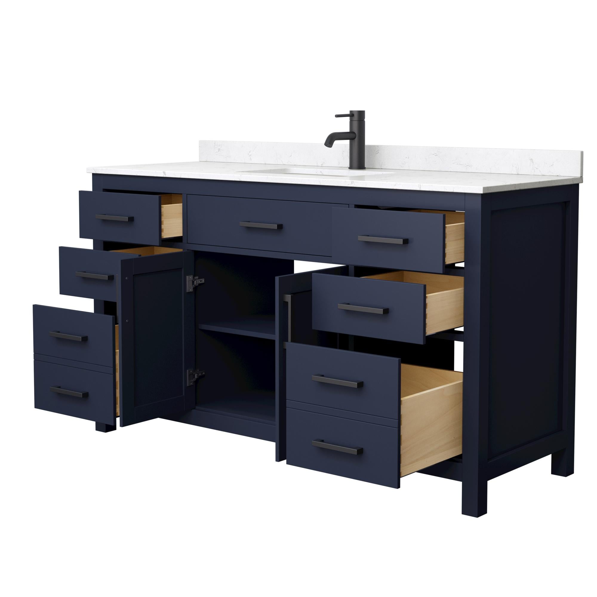 Beckett 60'' Dark Blue Marble Single Bathroom Vanity