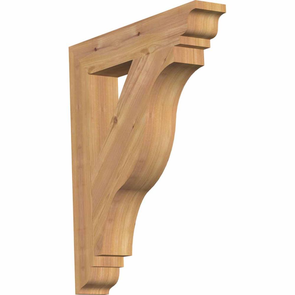 Ekena Millwork BKT04X22X26FST01SWR Funston traditional smooth 3-1/2-in x 22-in x 26-in Western red cedar Brown Wood Standard bracket