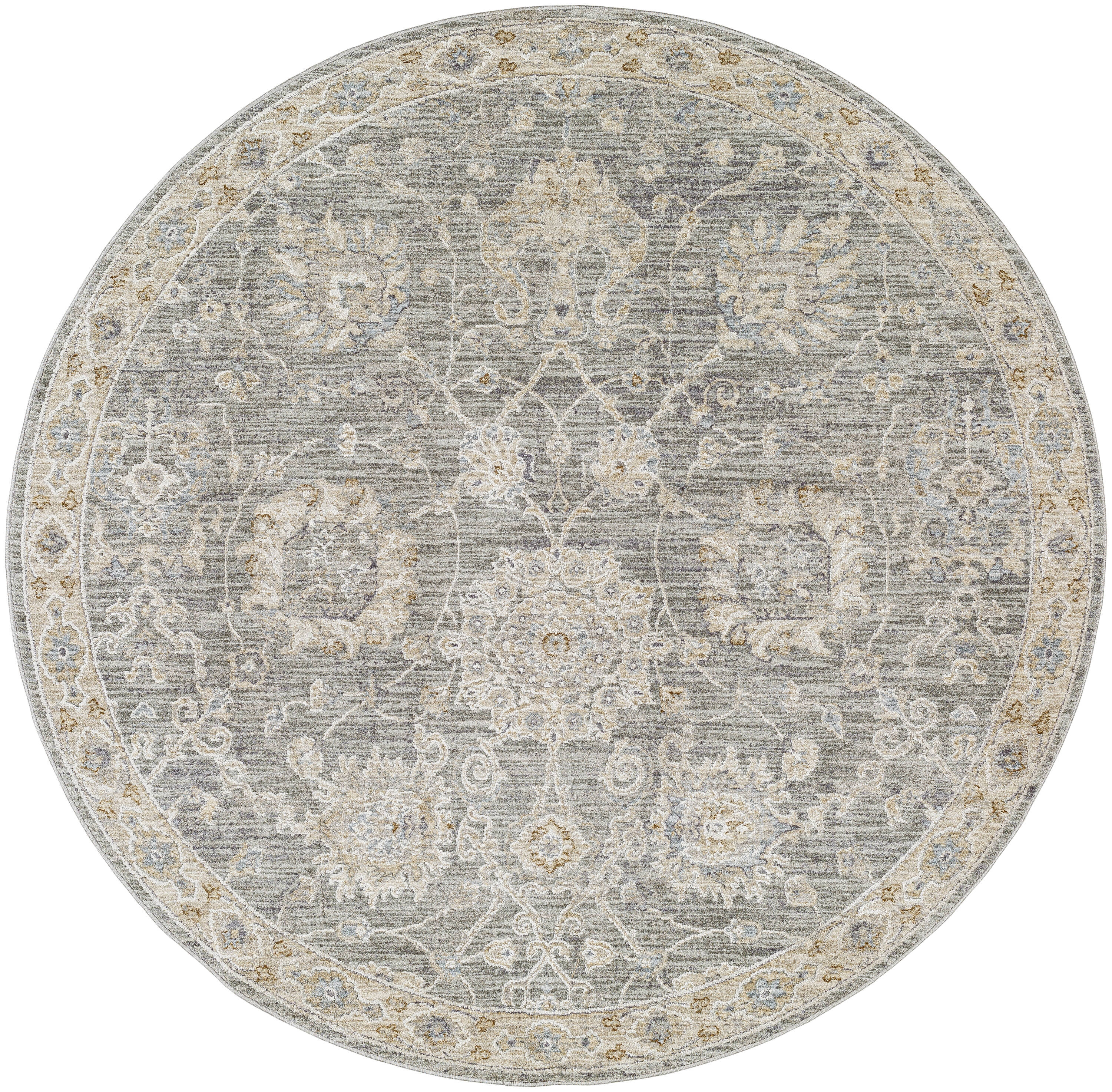 Reversible Easy-Care Avant Garde Gray Synthetic Round Rug, 5'3"