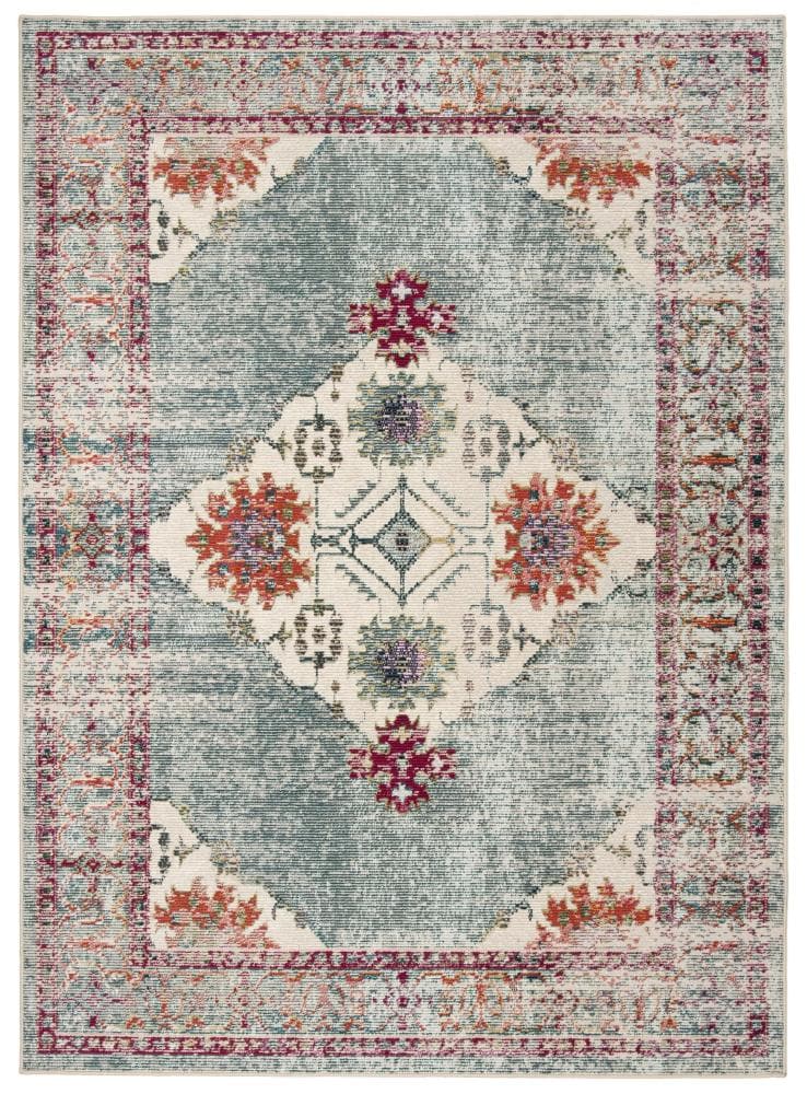 Safavieh CRS522K-5 Crystal Simone 5 x 8 (ft) Loomed Polypropylene Cream/Turquoise Rectangular Indoor Distressed/Overdyed Vintage Area rug