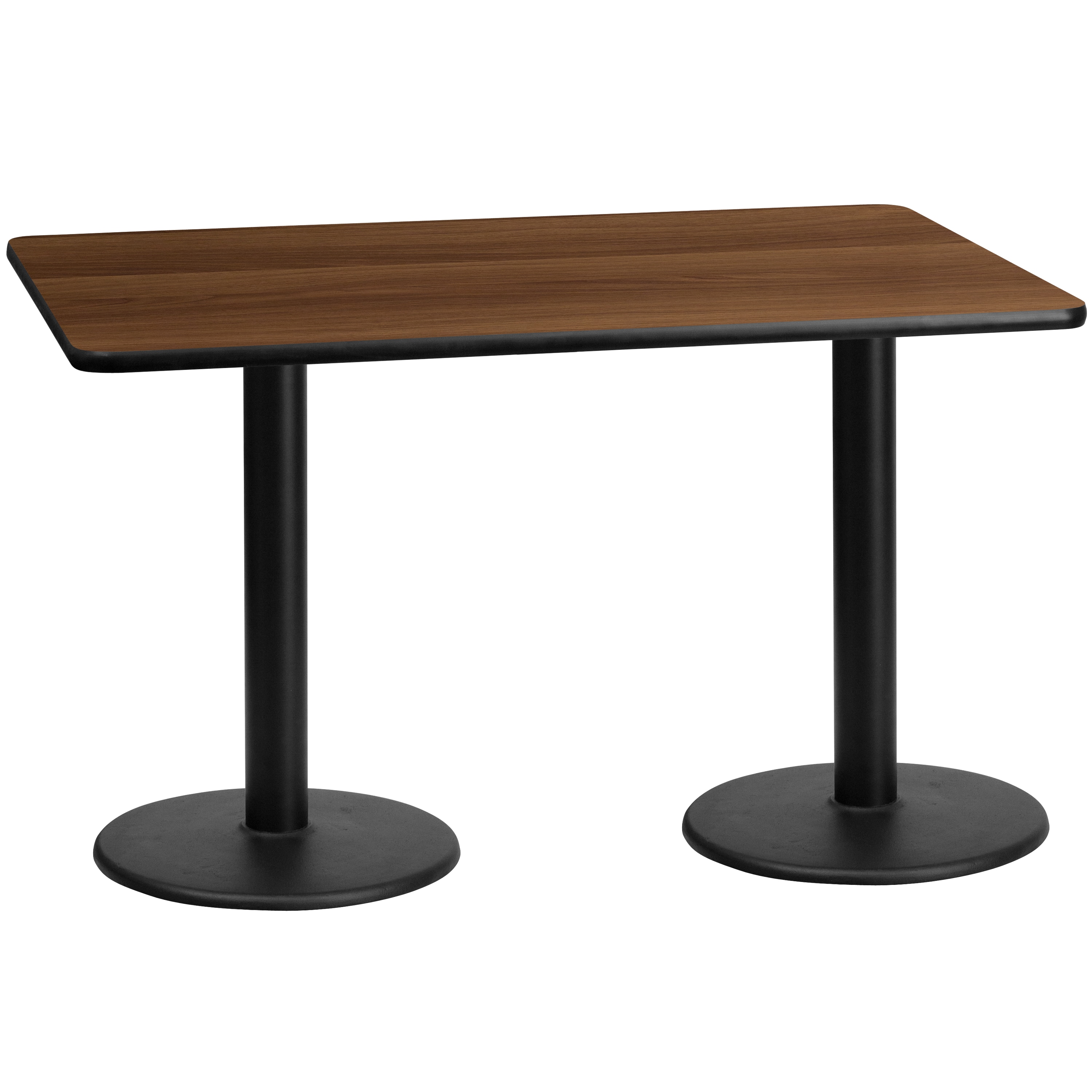 Flash Furniture 889142007777 Walnut Contemporary/Modern Dining Table, Wood veneer with Black Metal Pedestal Base 60-Inches L x 31.13-Inches H