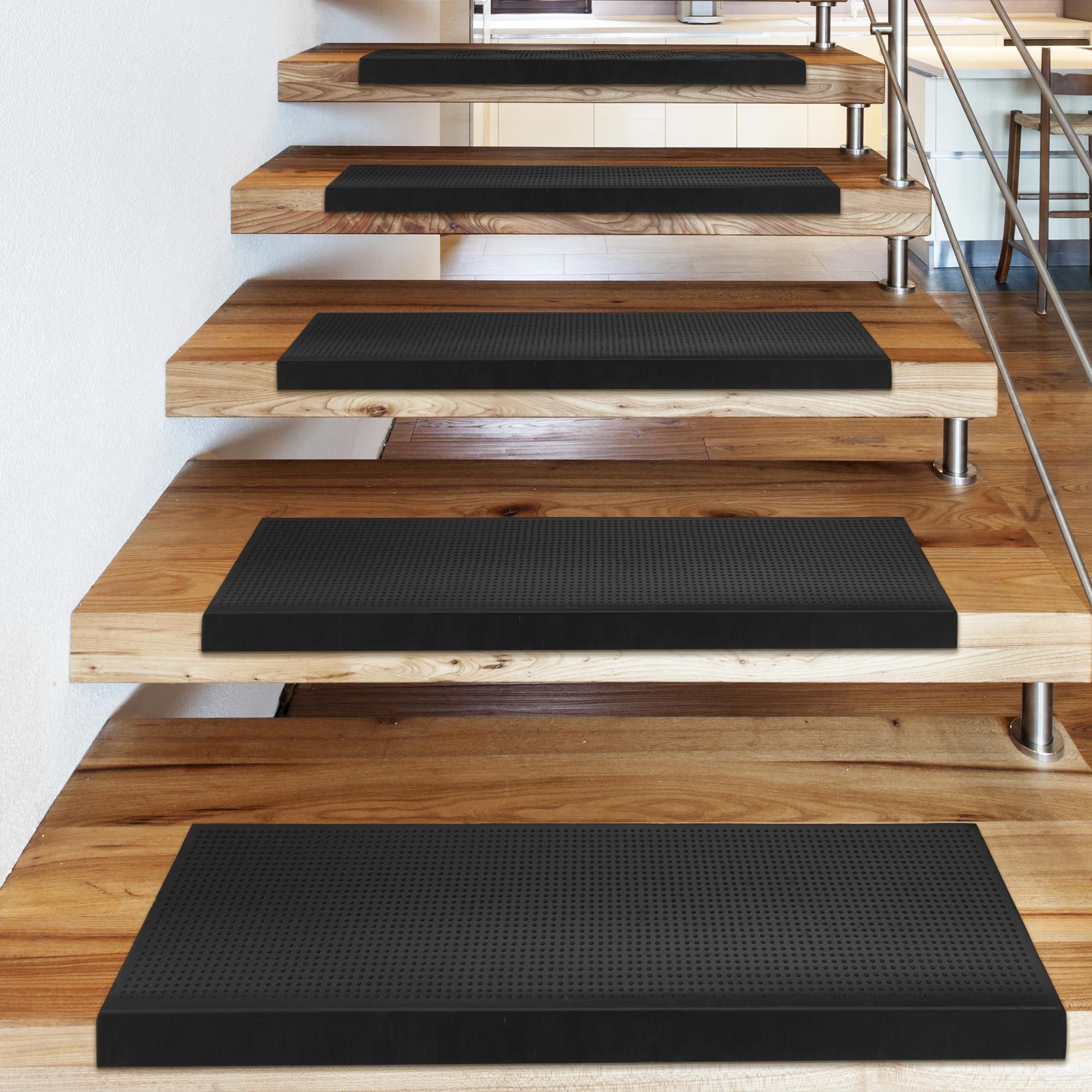 Secure Step Recycled Rubber Black Indoor/Outdoor Stair Tread Rug in the Mats  department at