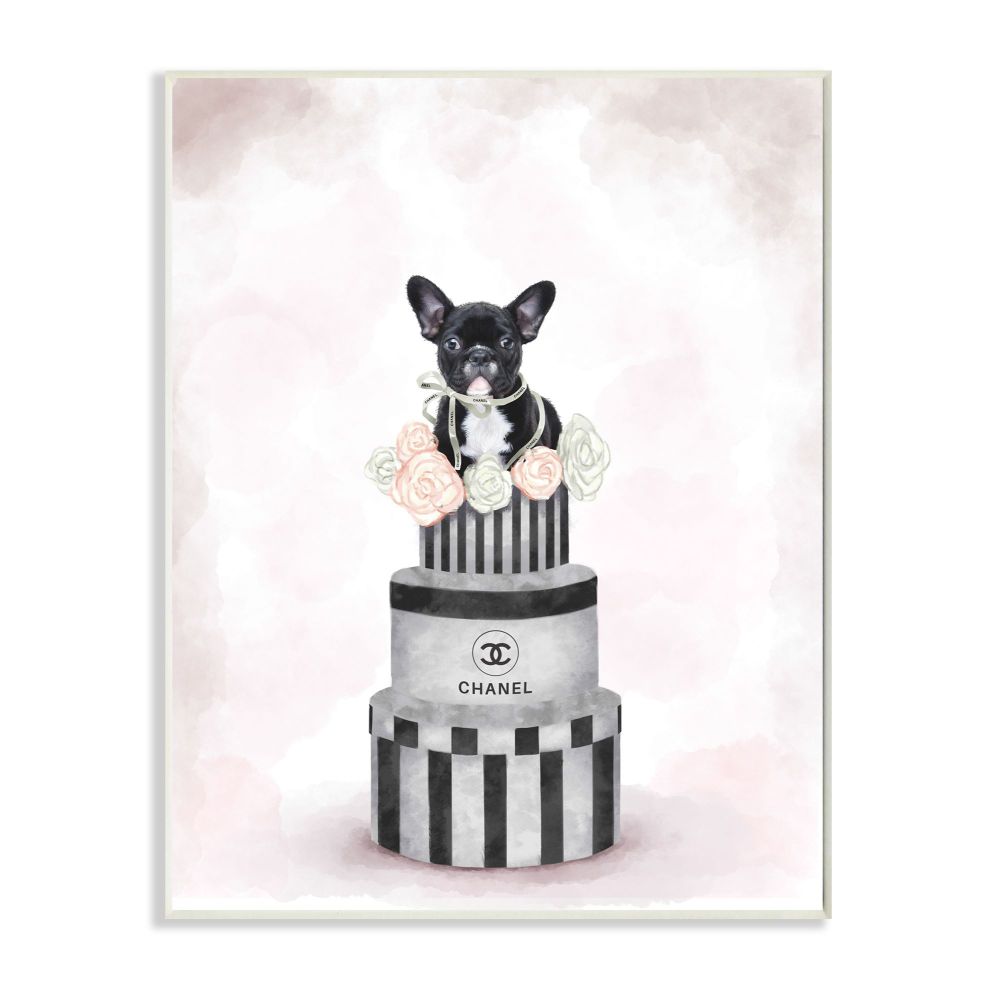 Stupell Industries YGG-165-WD-13X19 Fashion Box Stack Dog Pink Painting Ziwei Li 19-in H x 13-in W Abstract Print
