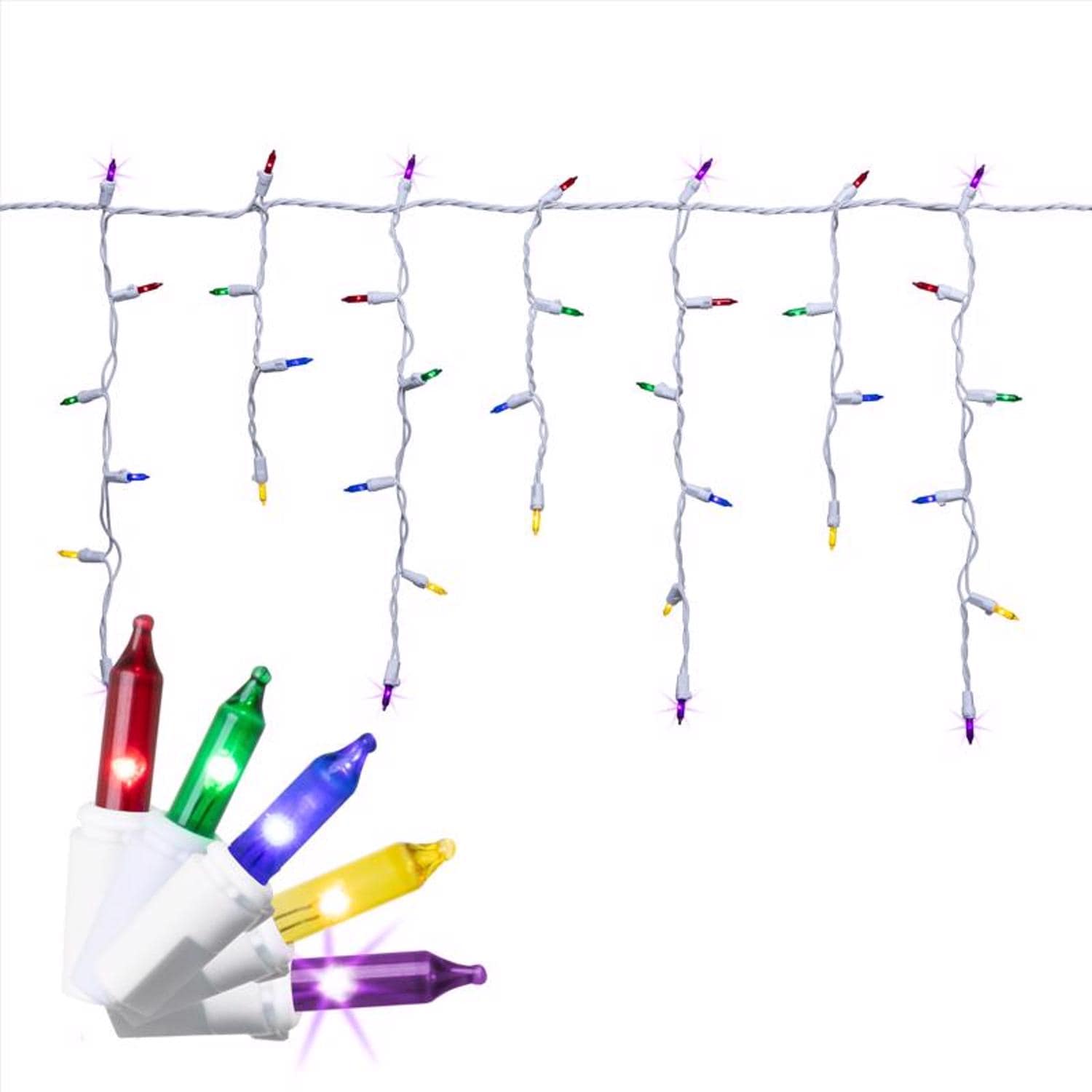 Celebrations -  Classic LED T5 Multicolored 100 ct Icicle Christmas Lights 6 ft.