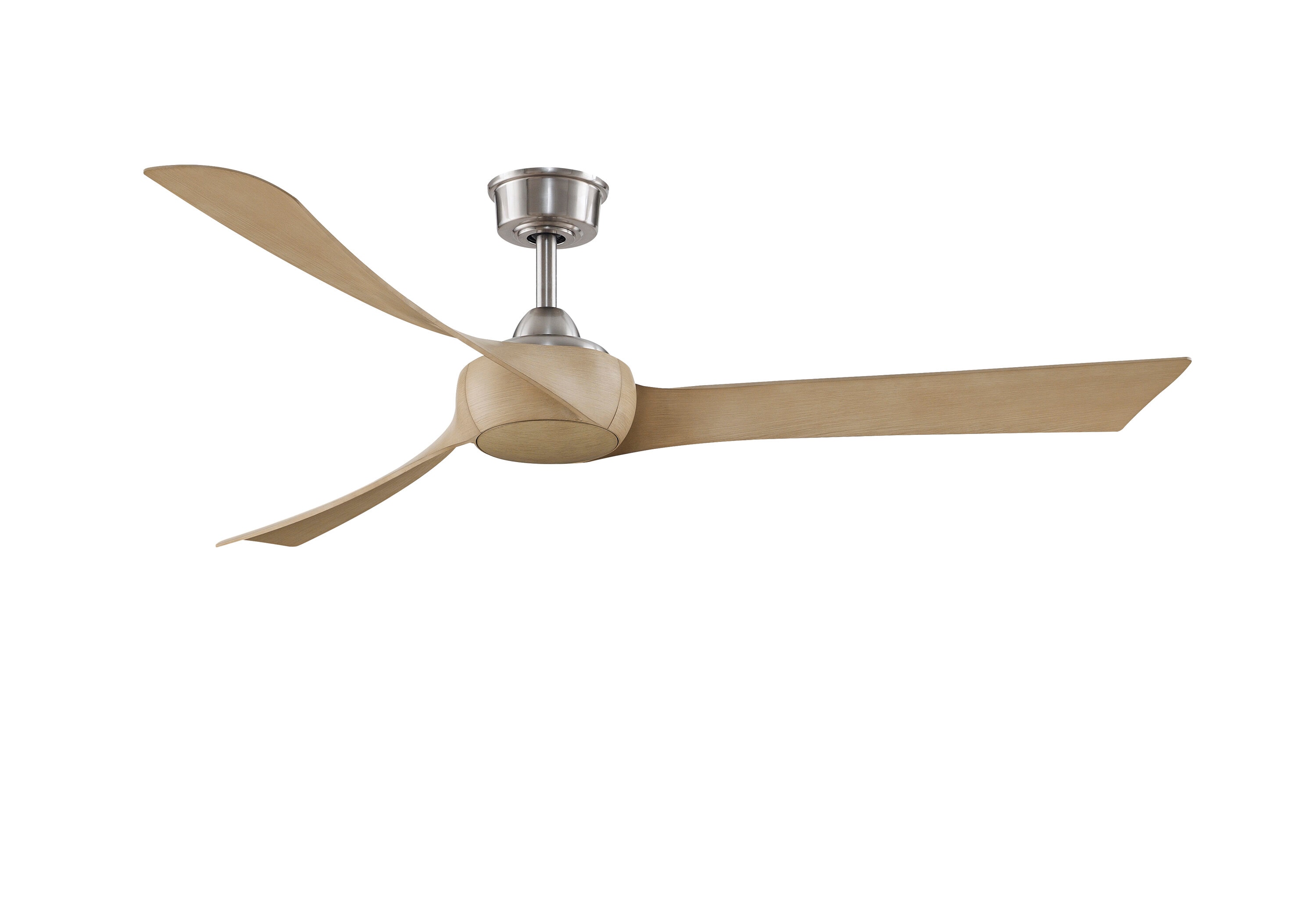 Fanimation Wrap Custom 64-in Brushed Nickel with Natural Blades Indoor/Outdoor Smart Ceiling Fan Light Kit Compatible and Remote (3-Blade) FPD8531BN-64N Sansujyuku sansujyuku.com