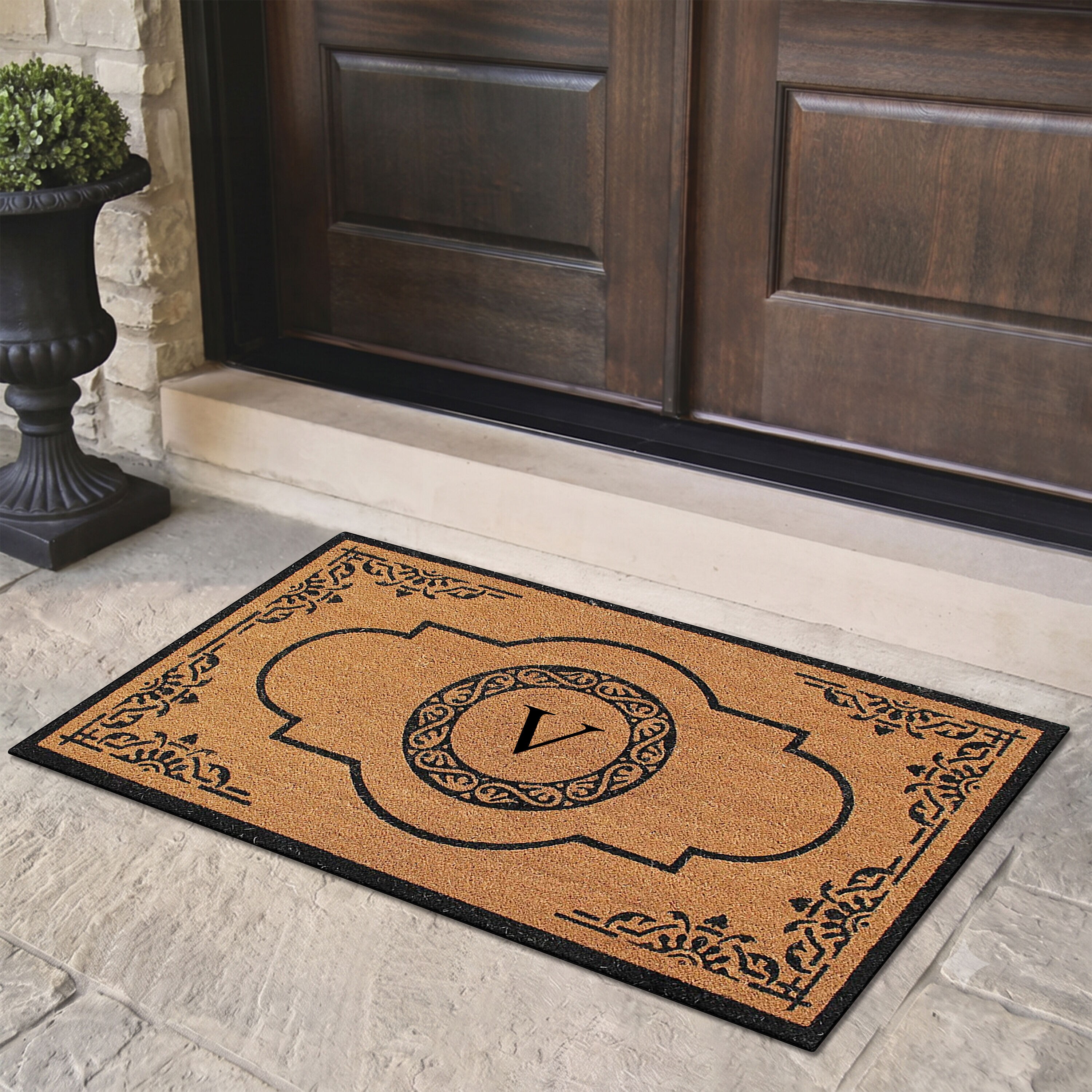 A1 Home Collections A1HC Natural Coir Personalized Monogrammed Front ...