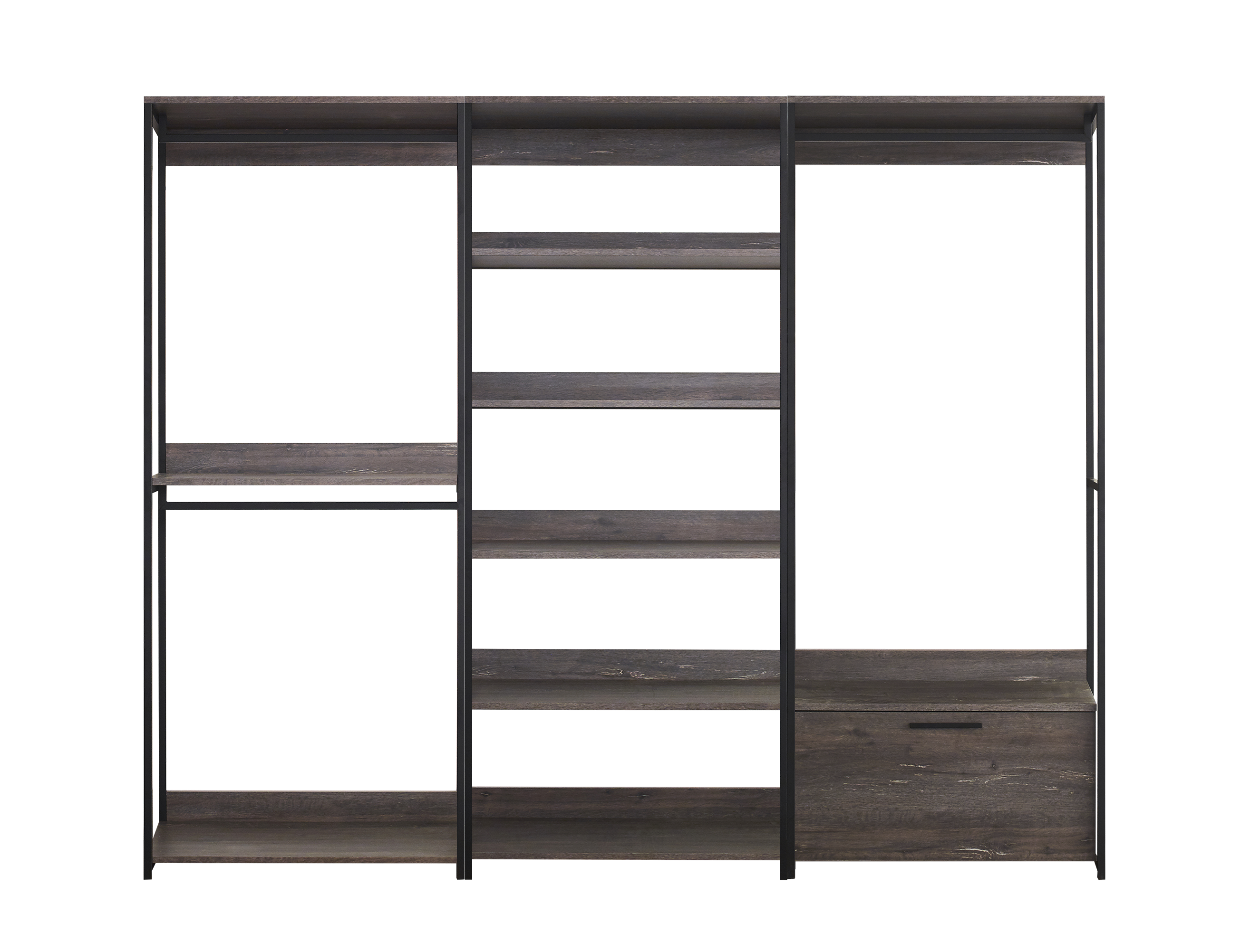 Klair Living Monica 143 in. W Rustic Gray Walk-In Wood Closet System