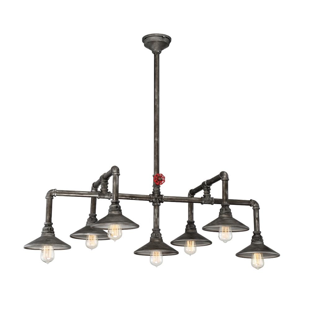 Eurofase 30031-012 Zinco 7 -Light Gray Rustic For Use in Dining Rooms, Foyers, Kitchens, Living Rooms Chandelier