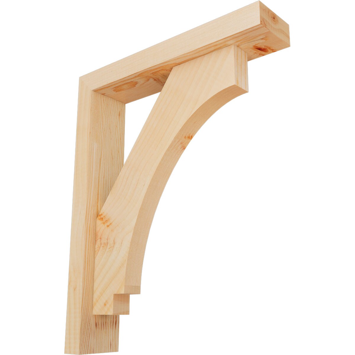 Ekena Millwork 1462909 Imperial Block Smooth Bracket with Offset Brace 3-1/2-in x 16-in x 20-in Douglas fir Brown Wood Standard bracket
