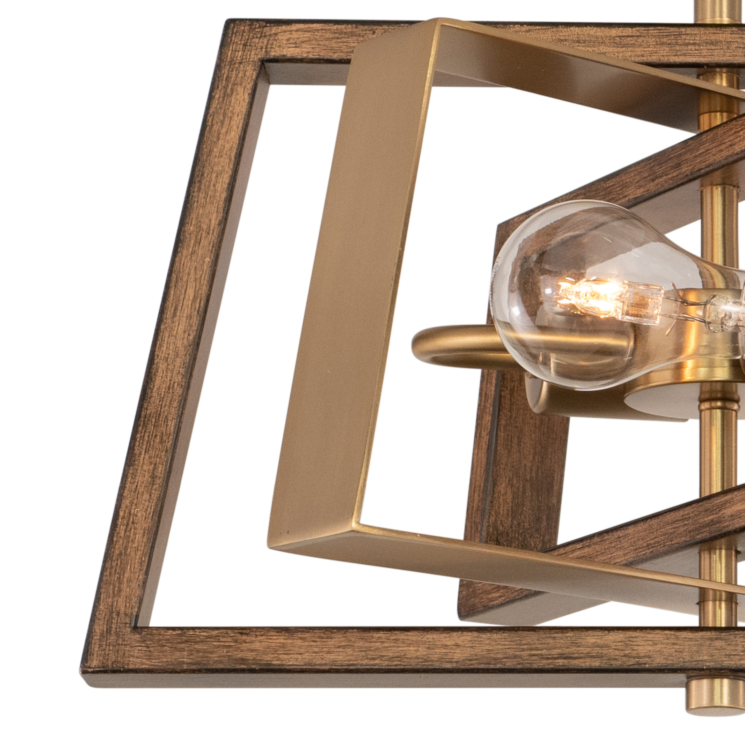 Dunning 16" Brass and Chestnut Semi-Flush Mount Ceiling Light