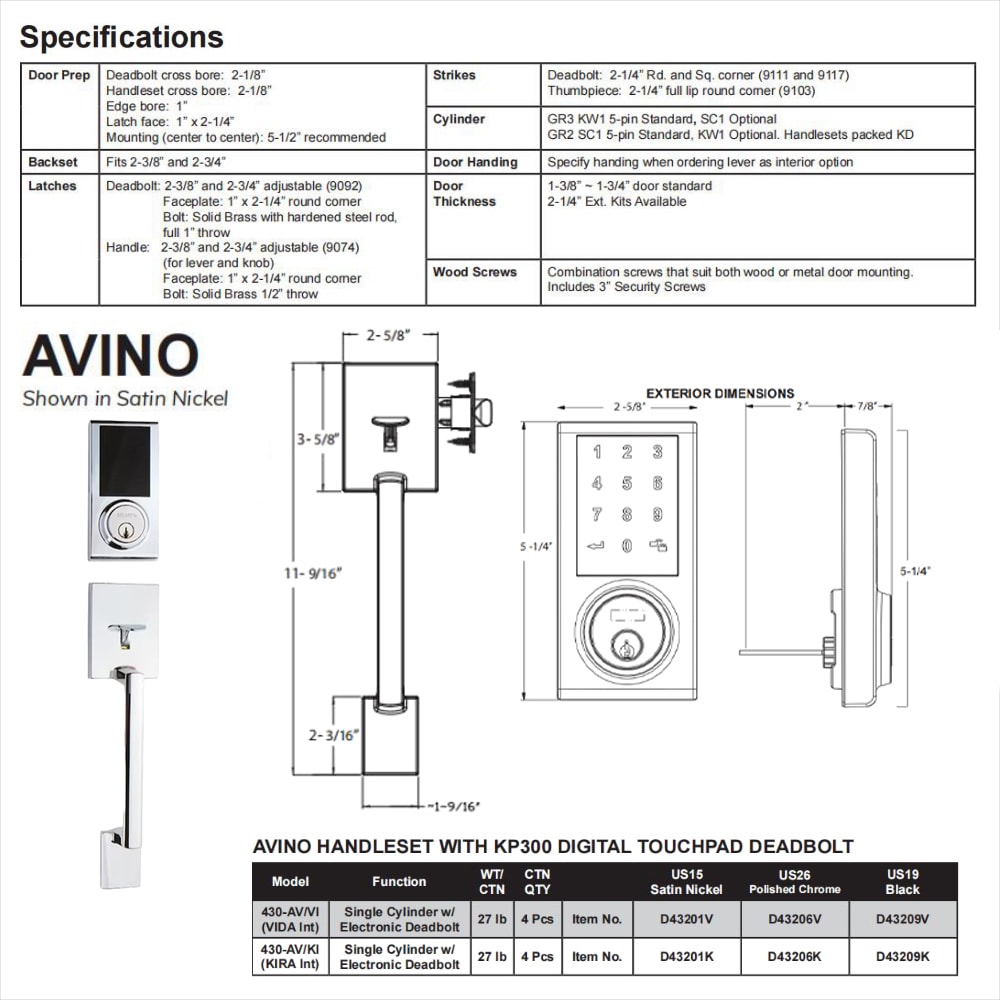 Delaney Hardware Delaney Avino Chrome Single-Cylinder Deadbolt Entry Door Handleset Knob D43206K Sansujyuku sansujyuku.com