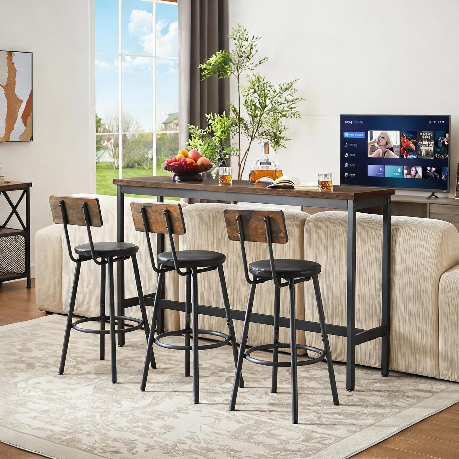 Naturefalls Adjustable Design and Rustic Brown Finish Dining Table with ...