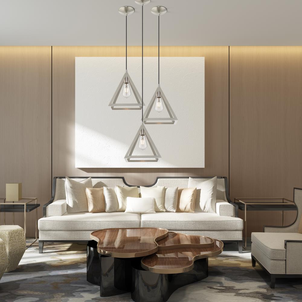Brushed Nickel Mini Pendant Light with Geometric Shade