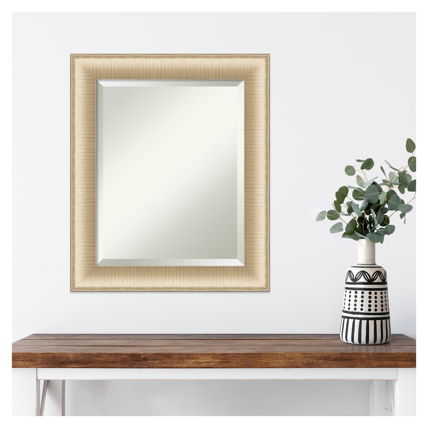 Elegant Brushed Honey Gold Framed Rectangular Wall Mirror