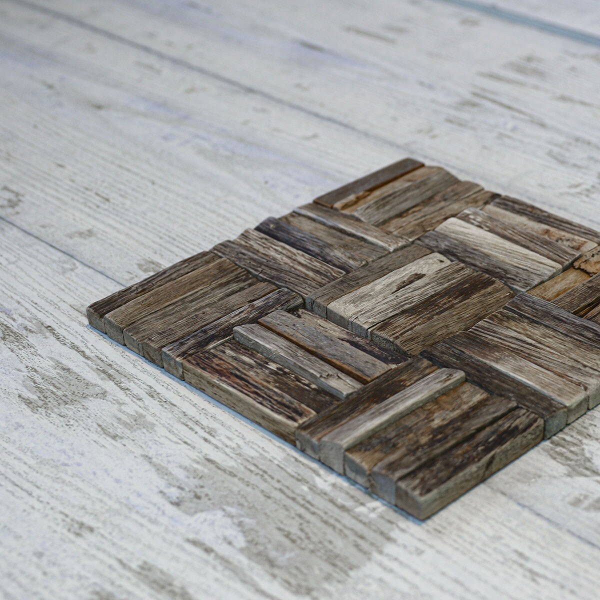 Natural Reclaimed Boat Wood Mosaic Wall Tile