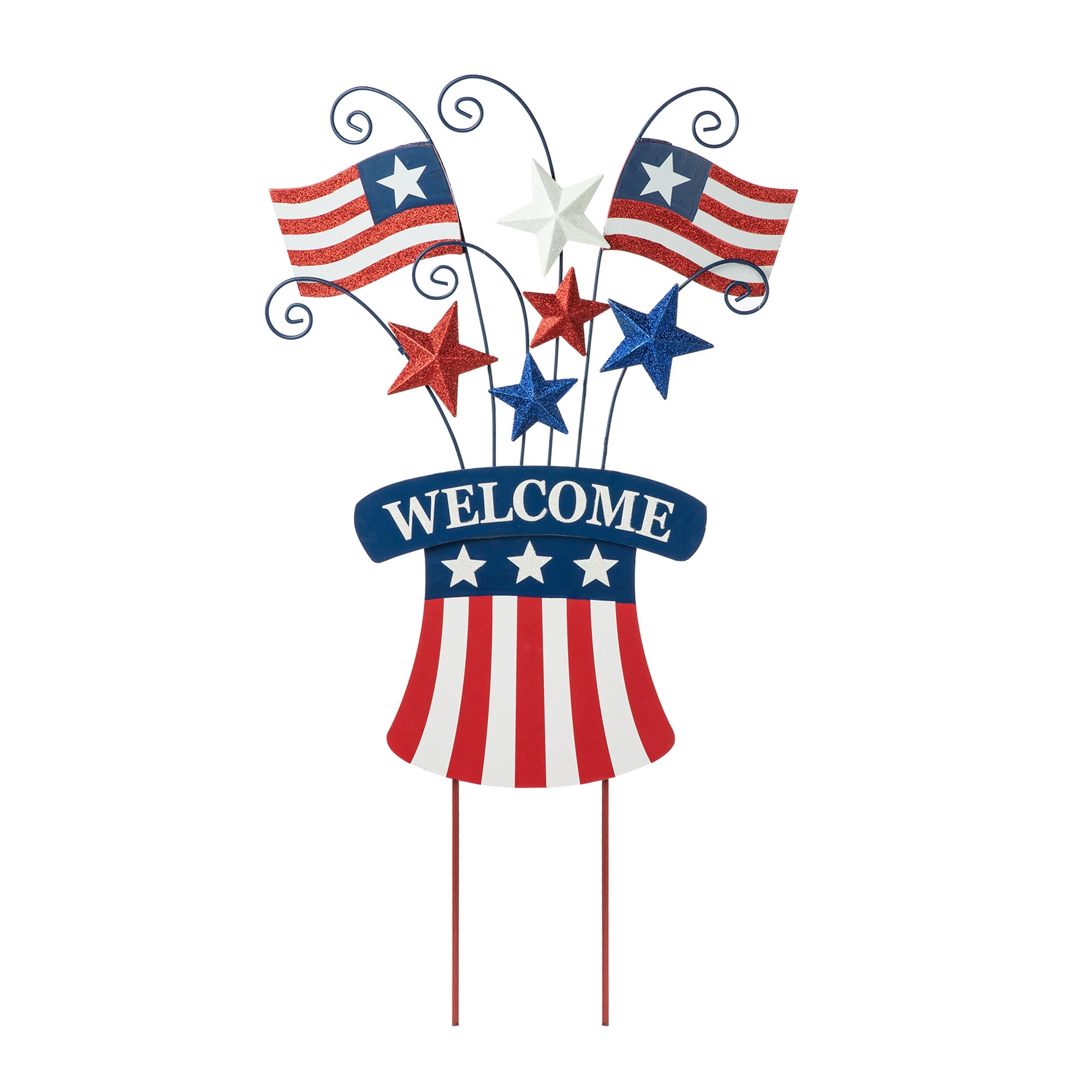Glitzhome 2027300002 Metal Outdoor Free standing decoration Stars 4th of July Decor