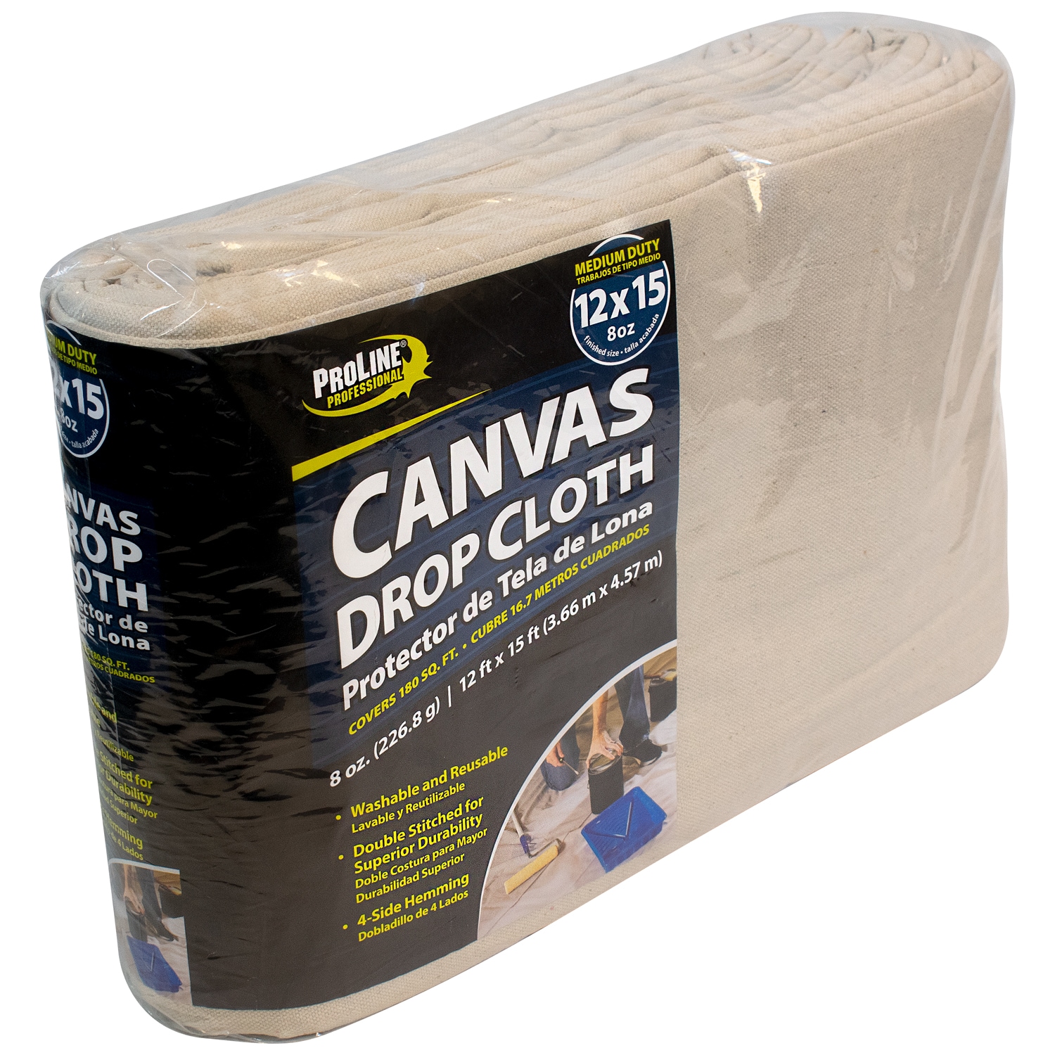 Tarp, 4 x 8 ft, 20 Mil, Polyester Coated Cotton Canvas, Heavy Duty, Black