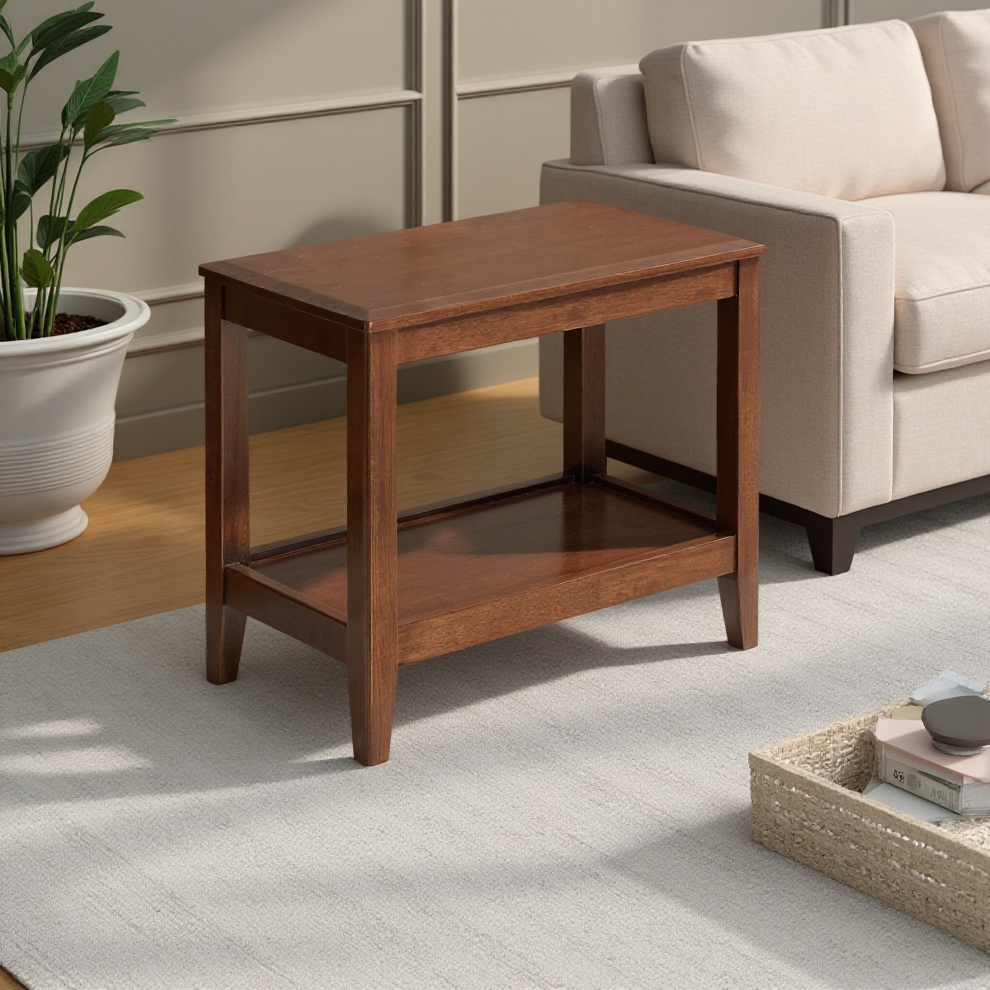 zwyo hosimu 23.62-in W Rectangular End Table with Solid Rubber Wood 2 ...