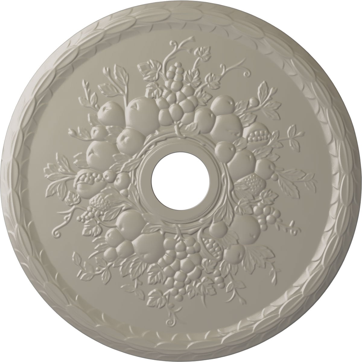 Ekena Millwork CM22GRPWS Grape 22.625-in W x 22.625-in L Painted Pearl White Polyurethane Whole Ceiling Medallion
