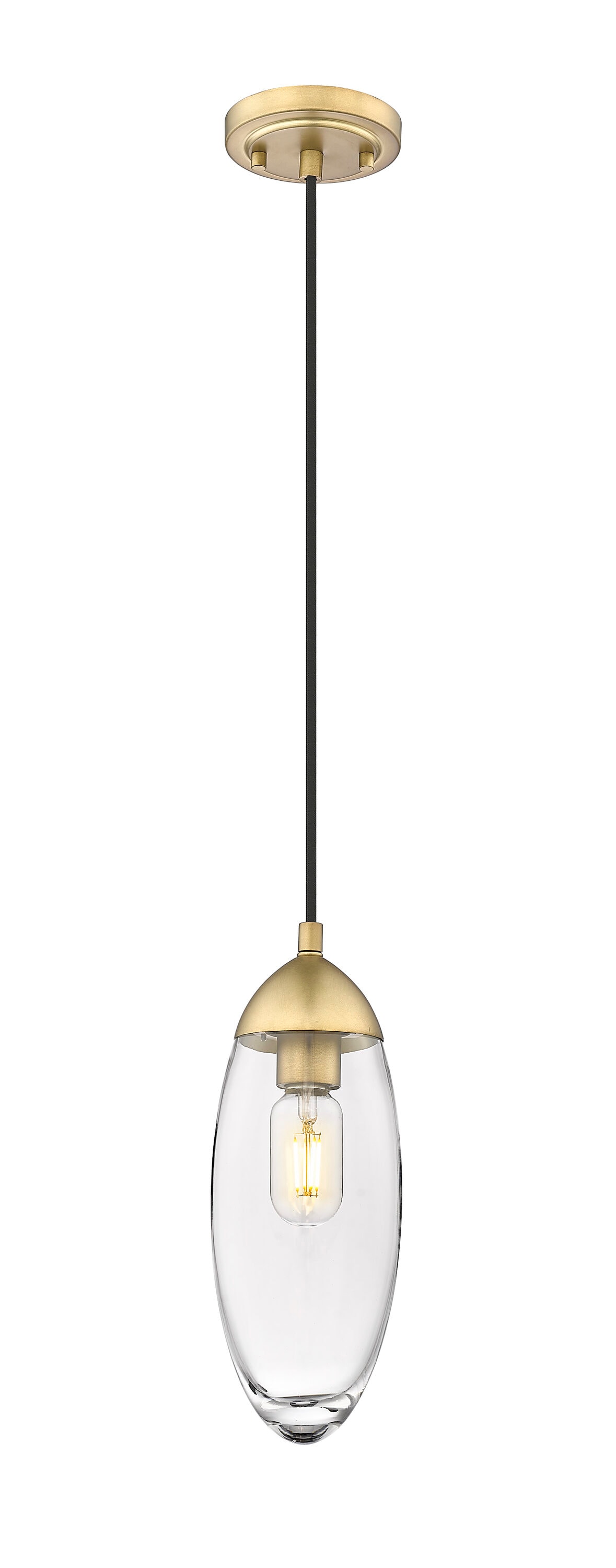 Arden Teardrop Pendant Light in Rubbed Brass with Glass Shade