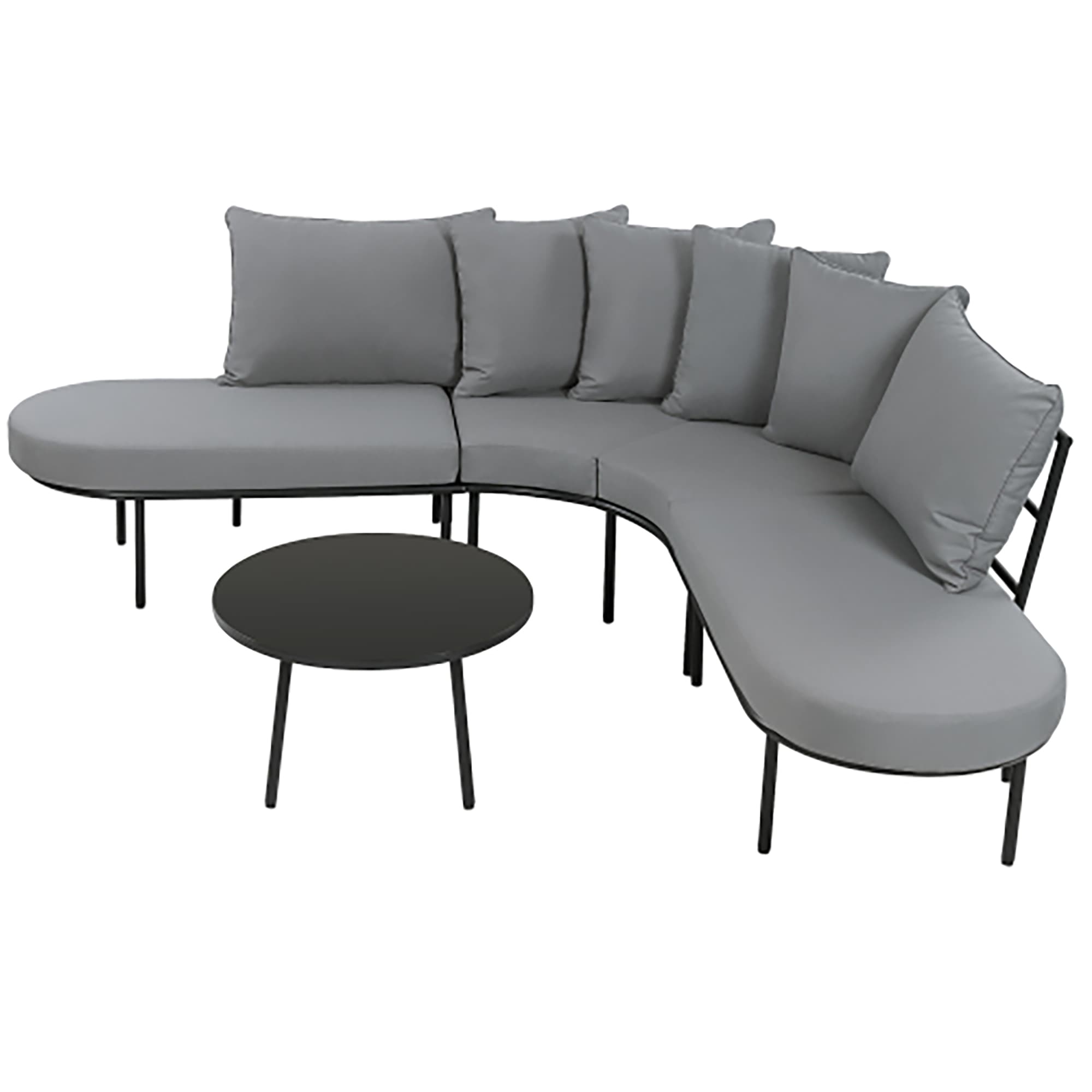 CASAINC CA-3501BC Patio Half- Moon Outdoor Furniture Sofa Set Coffee Table 5 -Piece 4 Patio Sofa Conversation Set with Gray Cushions