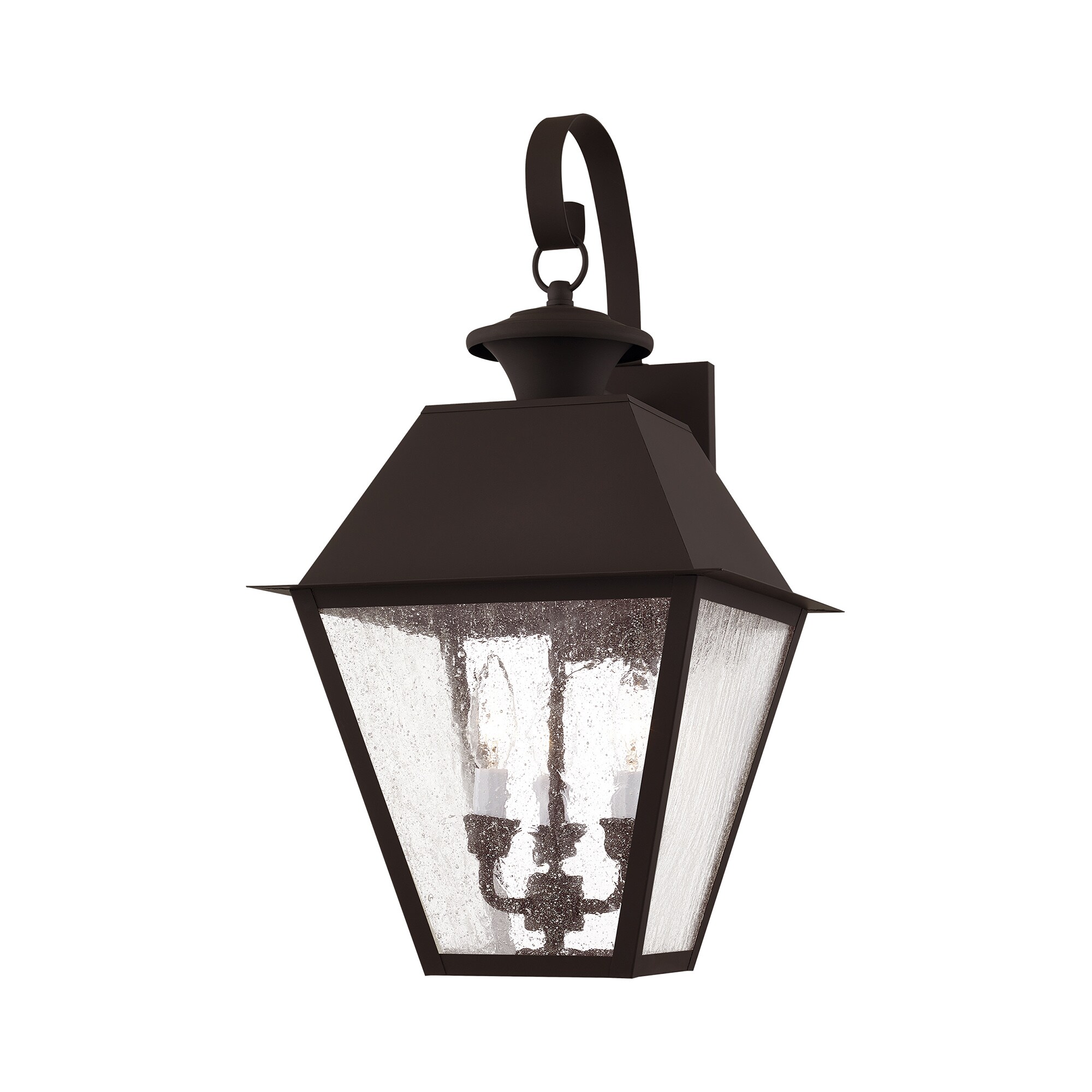 Bronze Seeded Glass 3-Light Outdoor Wall Lantern