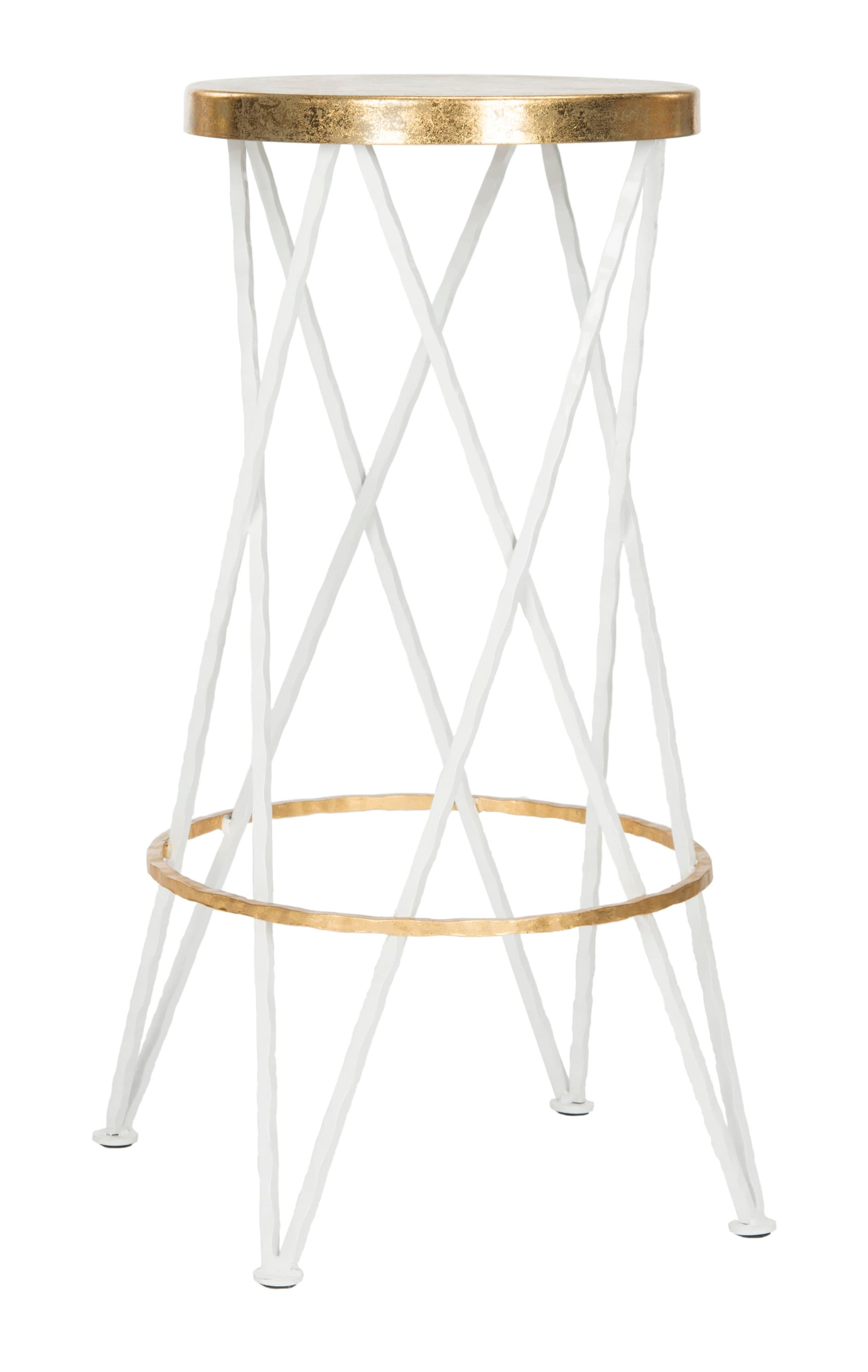 Hester 30" White and Gold Metal Bar Stool
