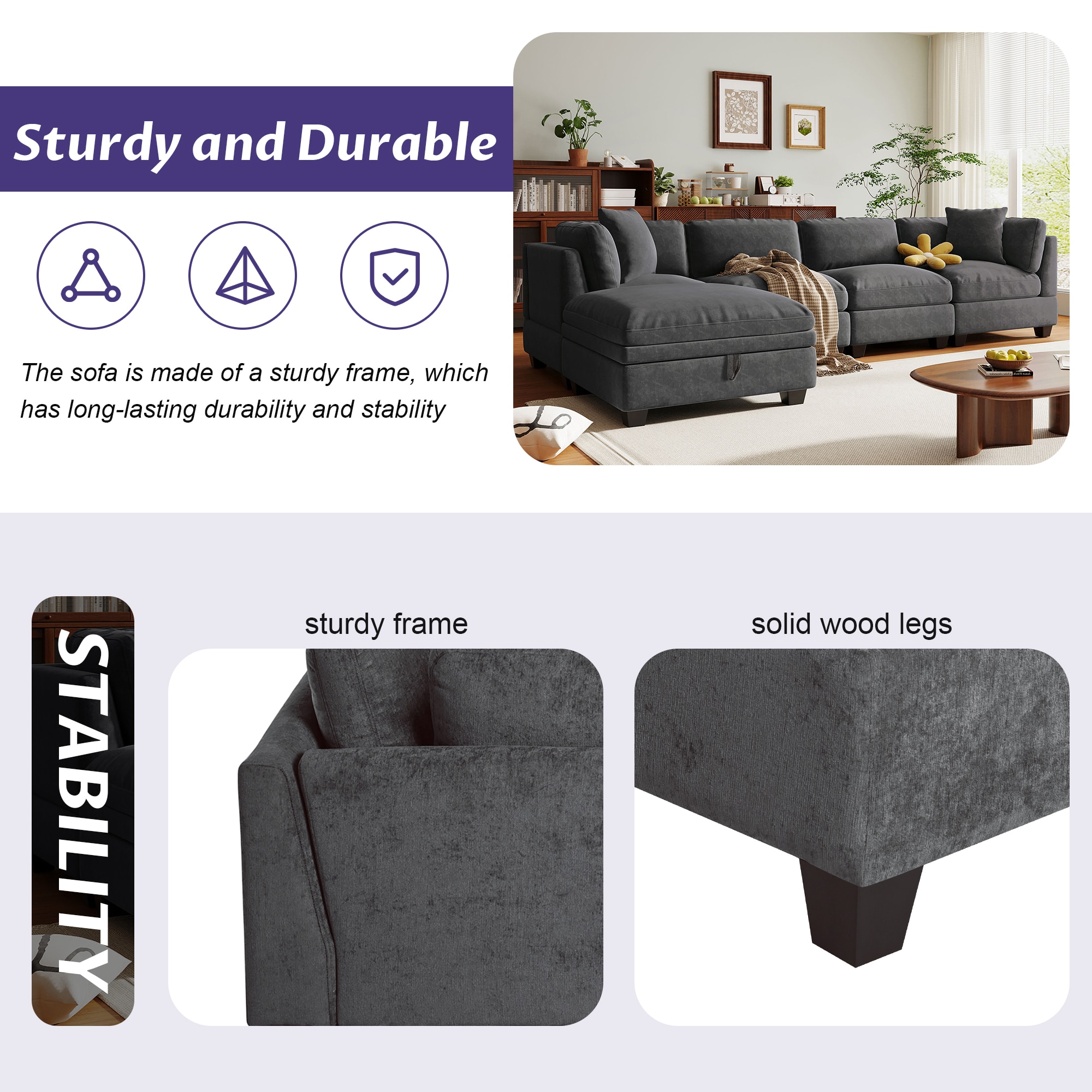 SINOFURN SYA020373GY Sofas-Loveseats - View #3