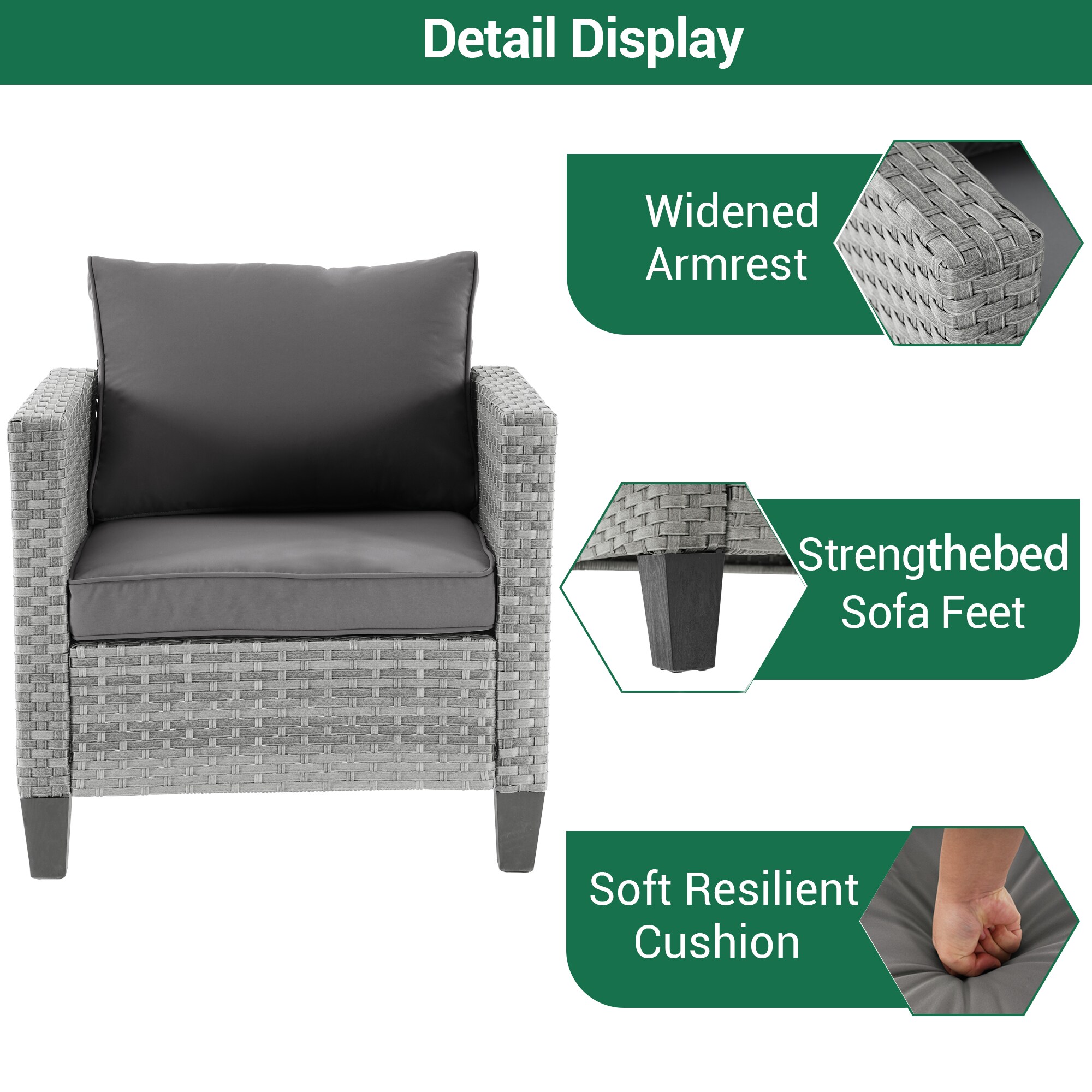 Sonkuki SD-GY615GY-C3 Patio-Conversation-Sets - View #8