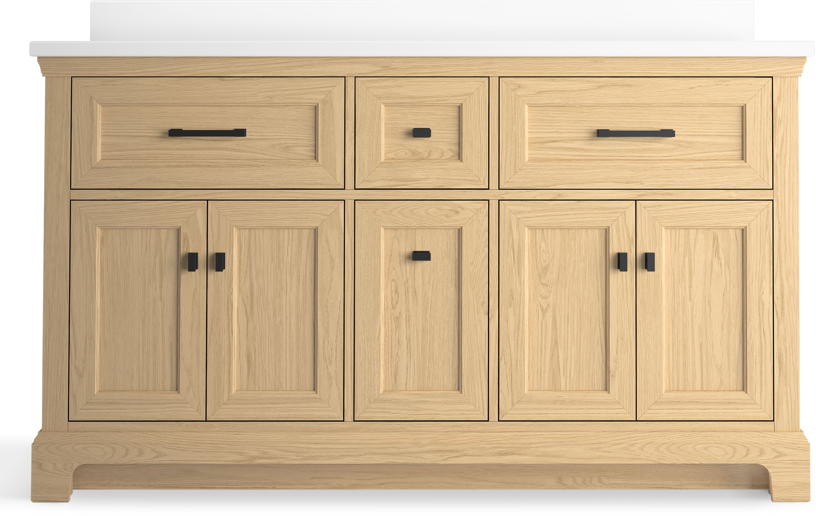 Charlemont 60" Light Oak Double Sink Vanity with Quartz Top