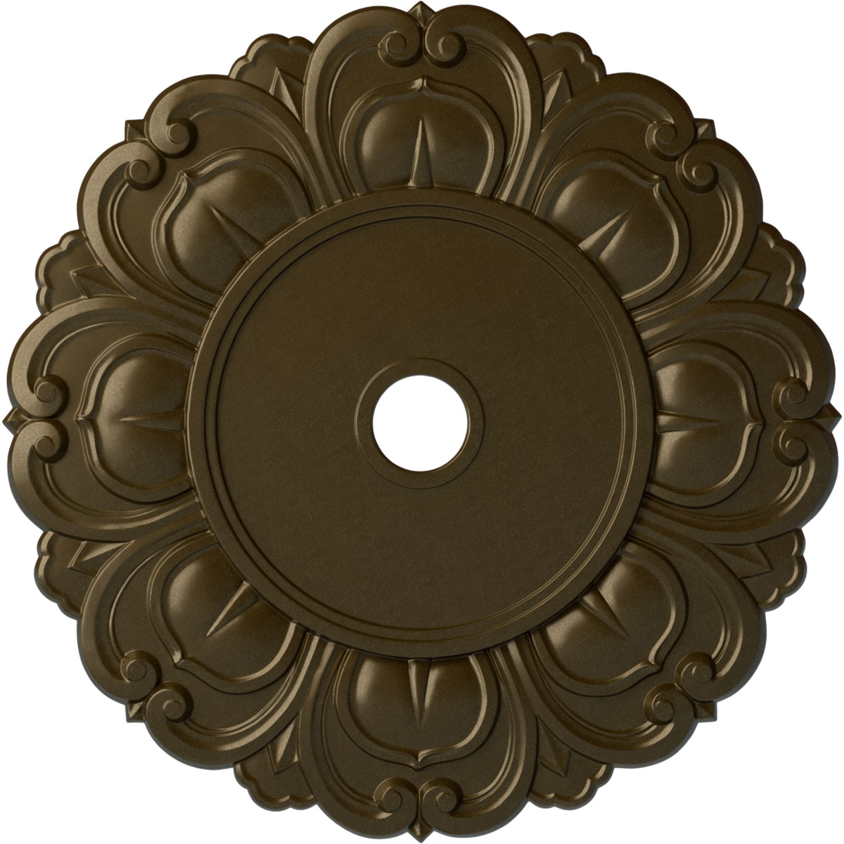 Ekena Millwork CM32ANBRS Angel 32.25-in W x 32.25-in L Painted Brass Polyurethane Whole Ceiling Medallion