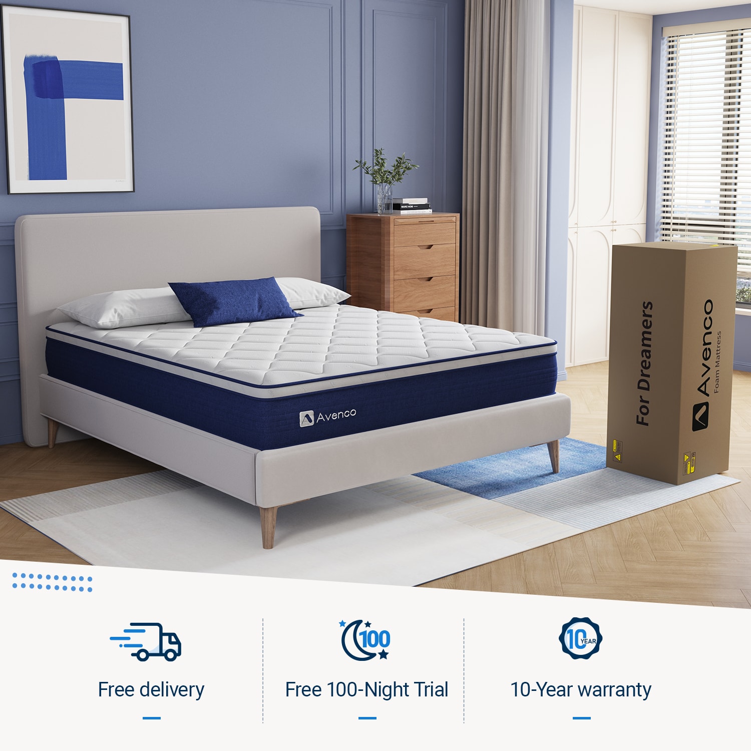 Avenco 10 In Twin Hybrid Memory Foamcoil Blend Pillow Top Mattress In A Box In The Mattresses 8957