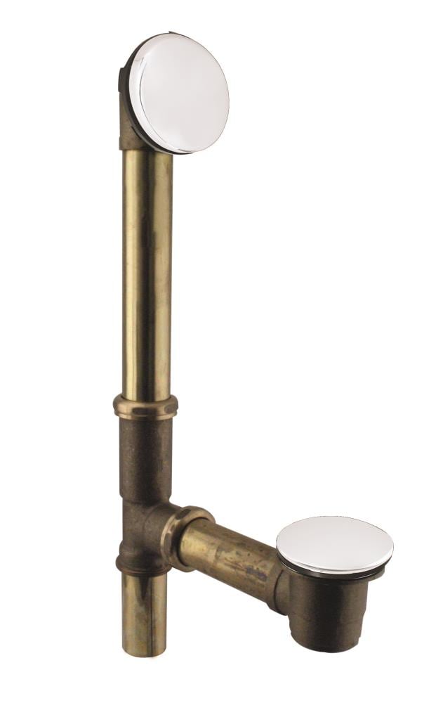 WESTBRASS D325H-50 Bath Waste and Overflow European Illusionary Tip-toe 14" Make-up, 17 Ga. Brass In Powder Coat White