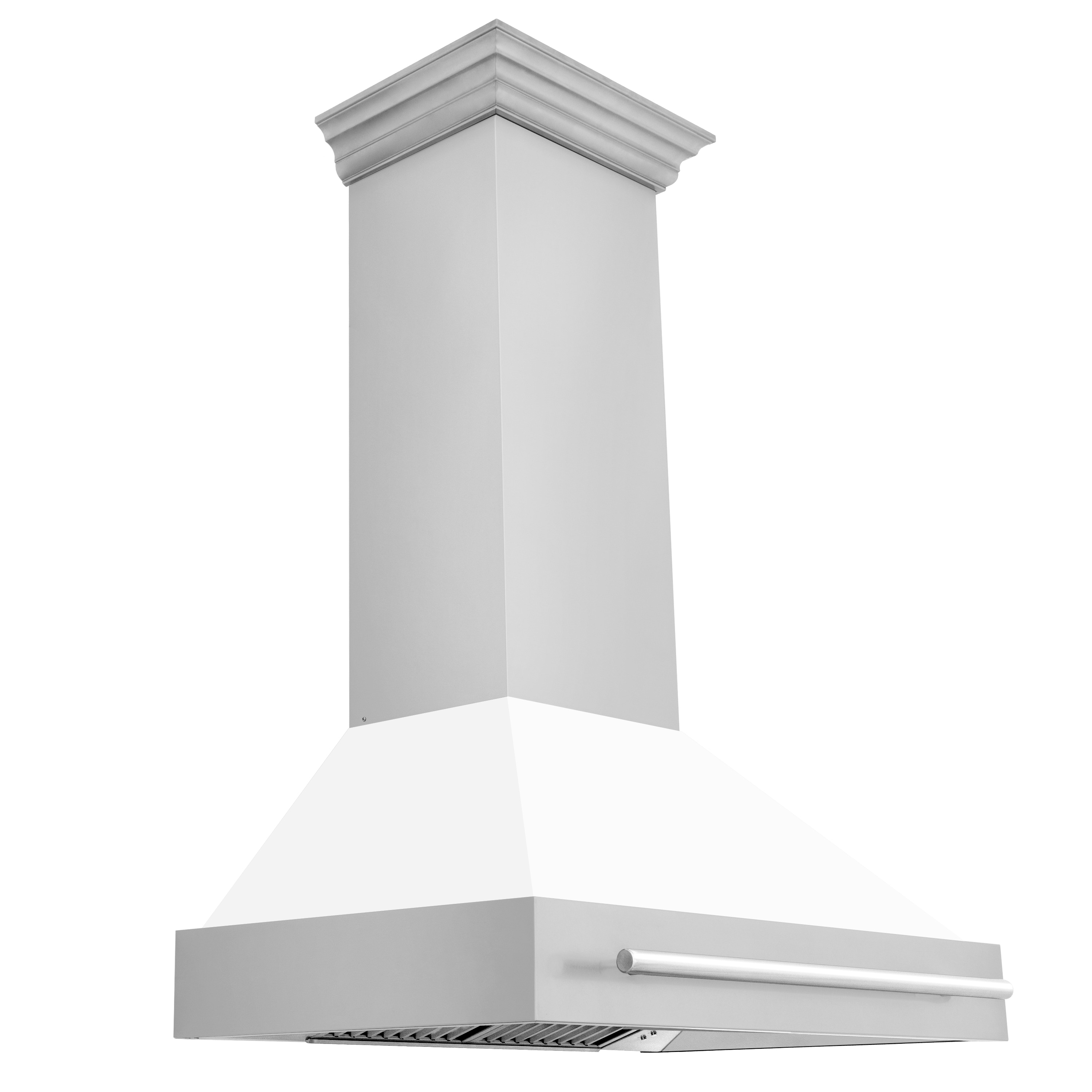 ZLINE KITCHEN & BATH 8654STX-WM-36 36 inch Ducted 400-CFM Stainless Steel with White Matte Shell and Stainless Steel Handle Wall-Mounted Range Hood