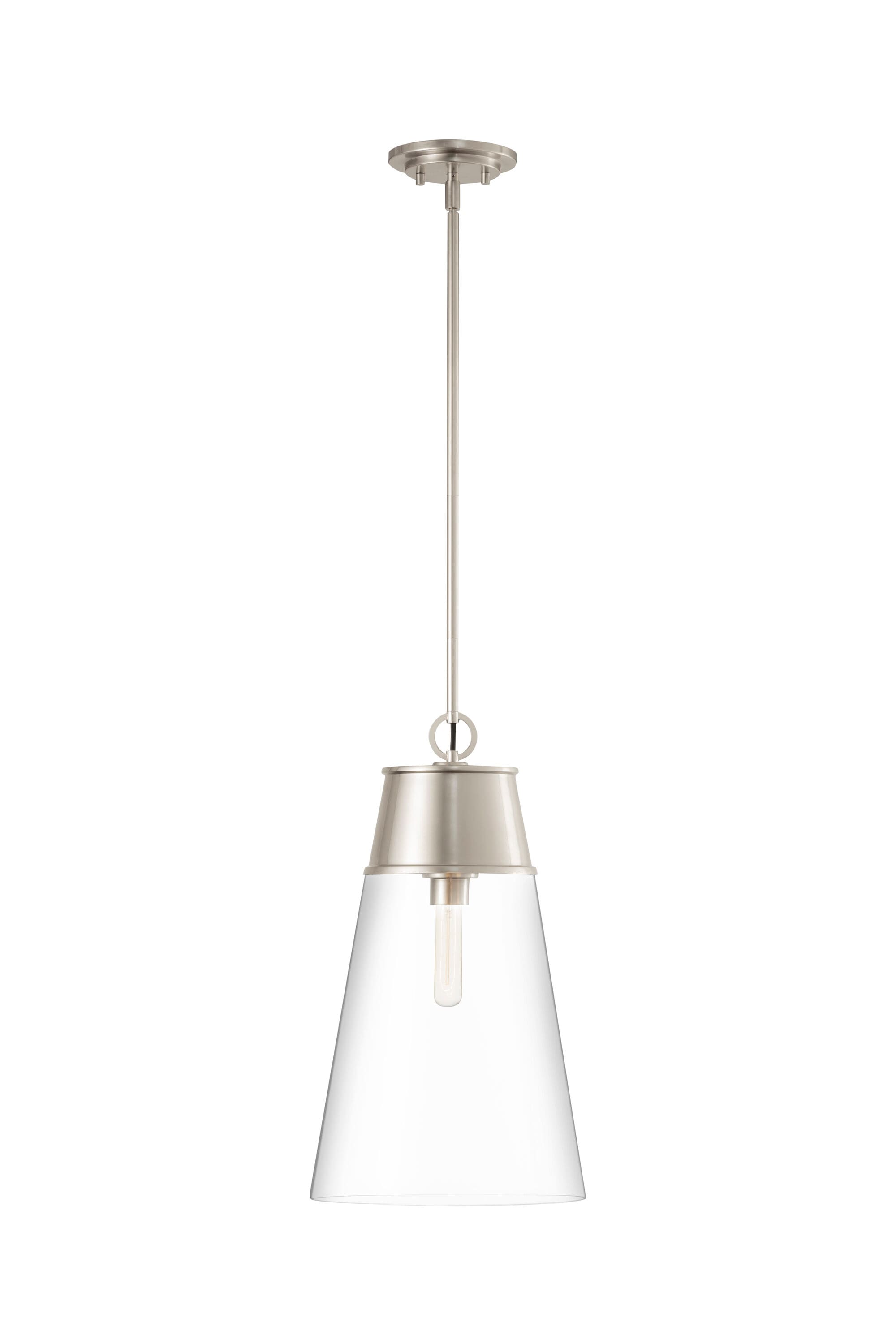 Wentworth Mini 1-Light Pendant in Brushed Nickel with Clear Glass