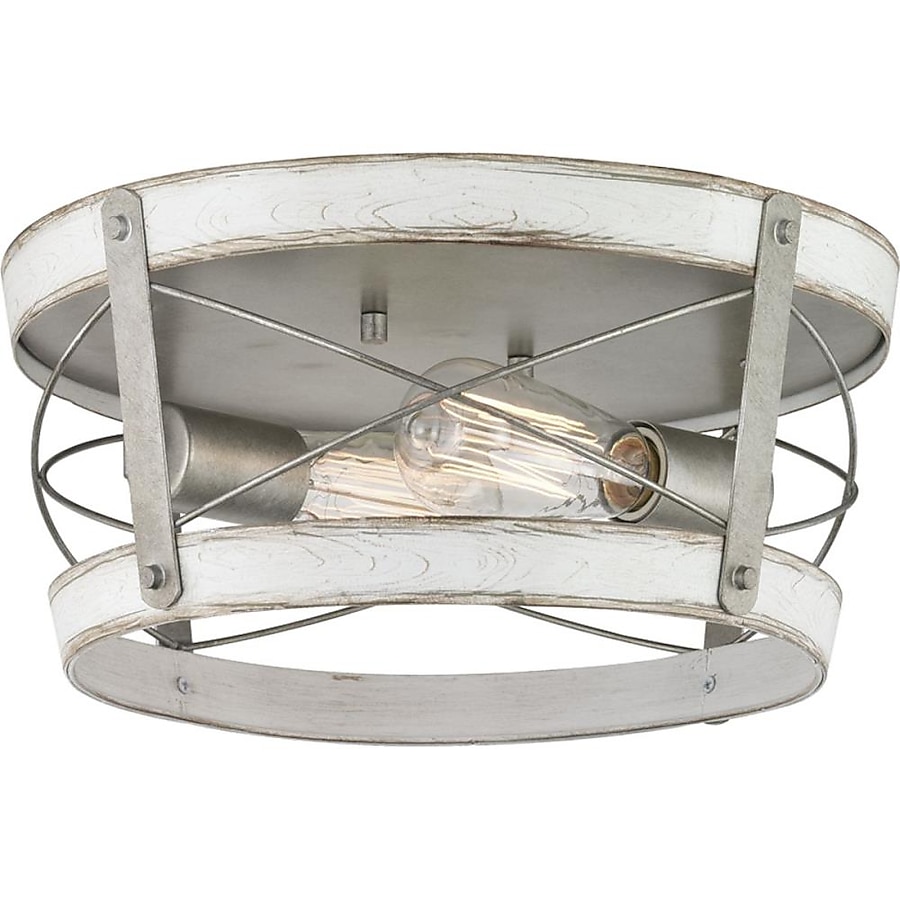 Progress Lighting Bradberry 6-in Antique White and Galvanized Farmhouse Incandescent Semi-flush Mount Light Progress Lighting Bradberry 6-in Antique White and Galvanized Farmhouse Incandescent Semi-flush Mount Light