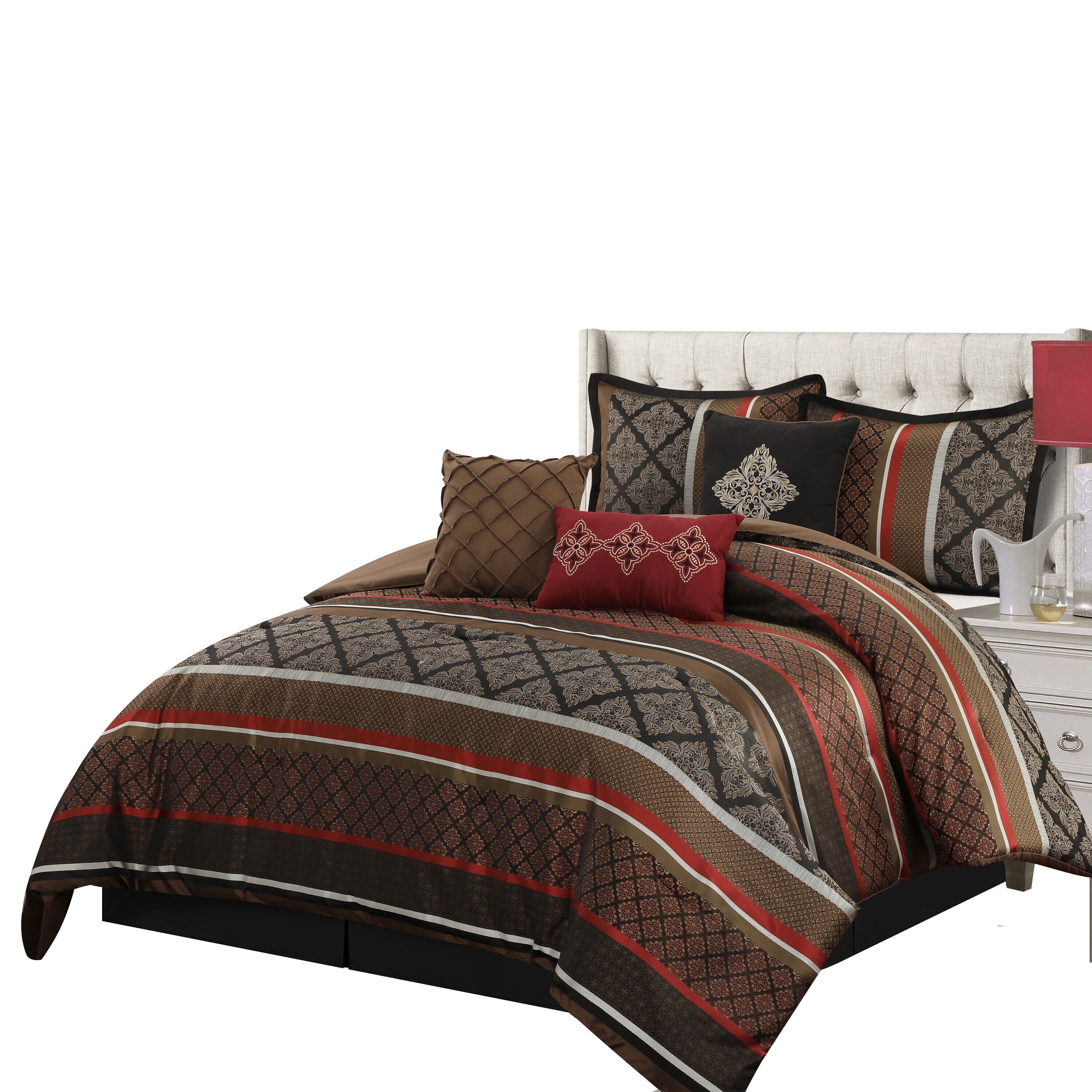 Nanshing 7-Piece Red King Comforter Set in the Bedding Sets department ...