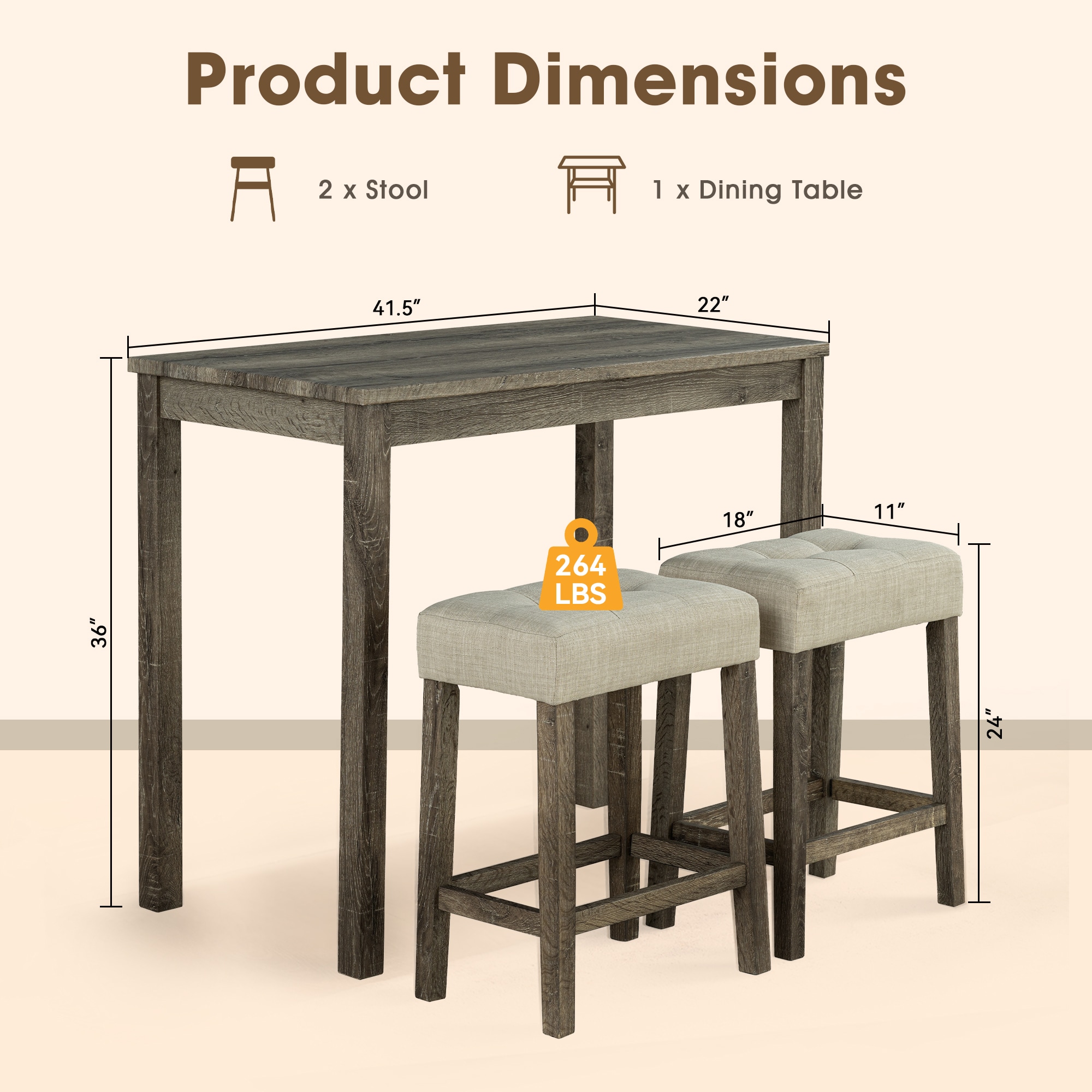 IHOMEadore MDSL3400BR-PT-3PK Dining-Sets - View #3