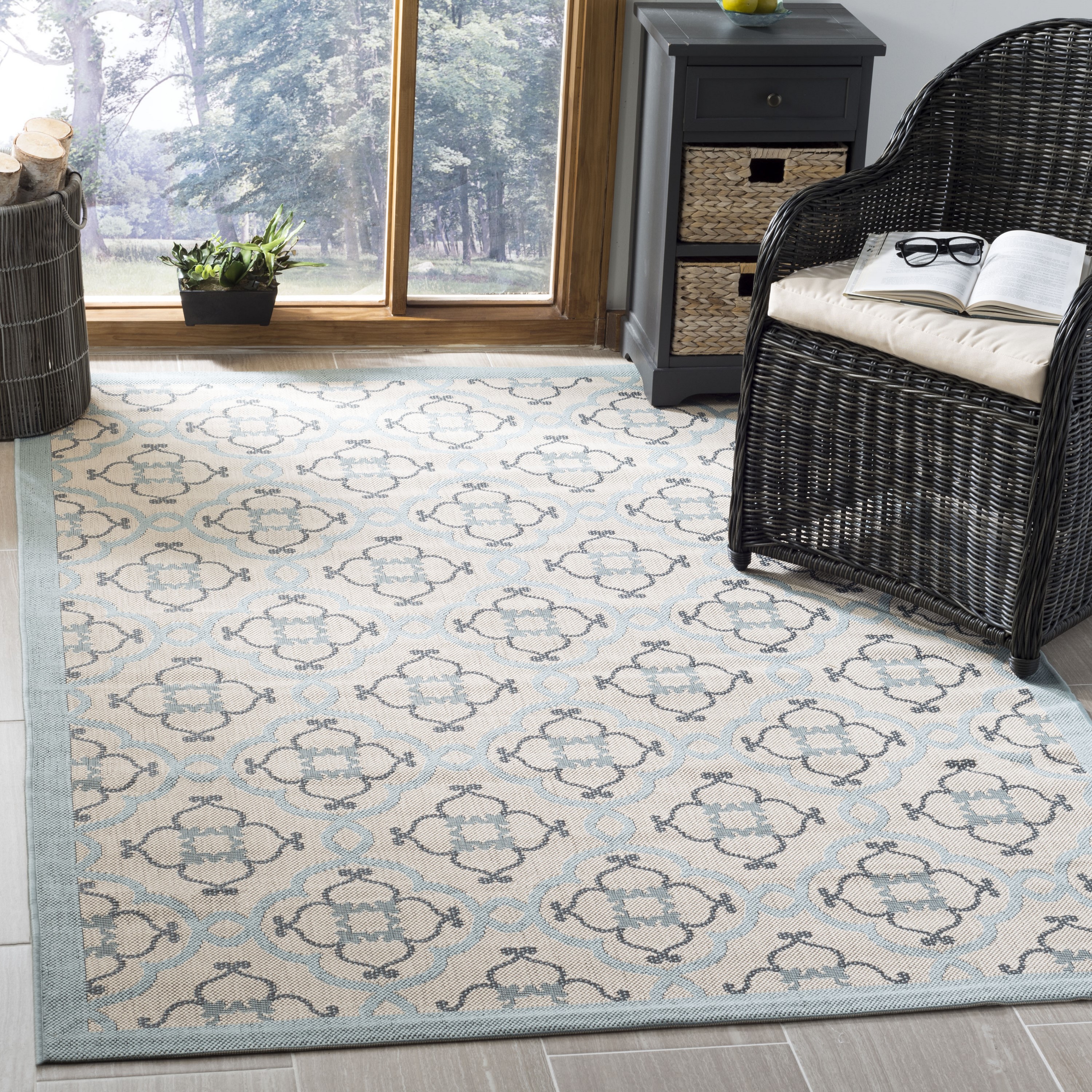 Martha Stewart MSR4262-213-6 Province 7 x 10 (ft) Loomed Polypropylene Yucca Plant Rectangular Indoor Abstract Coastal Area rug