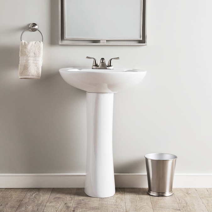 AquaSource 33.66-in H White Vitreous China Pedestal Sink Combo in the ...