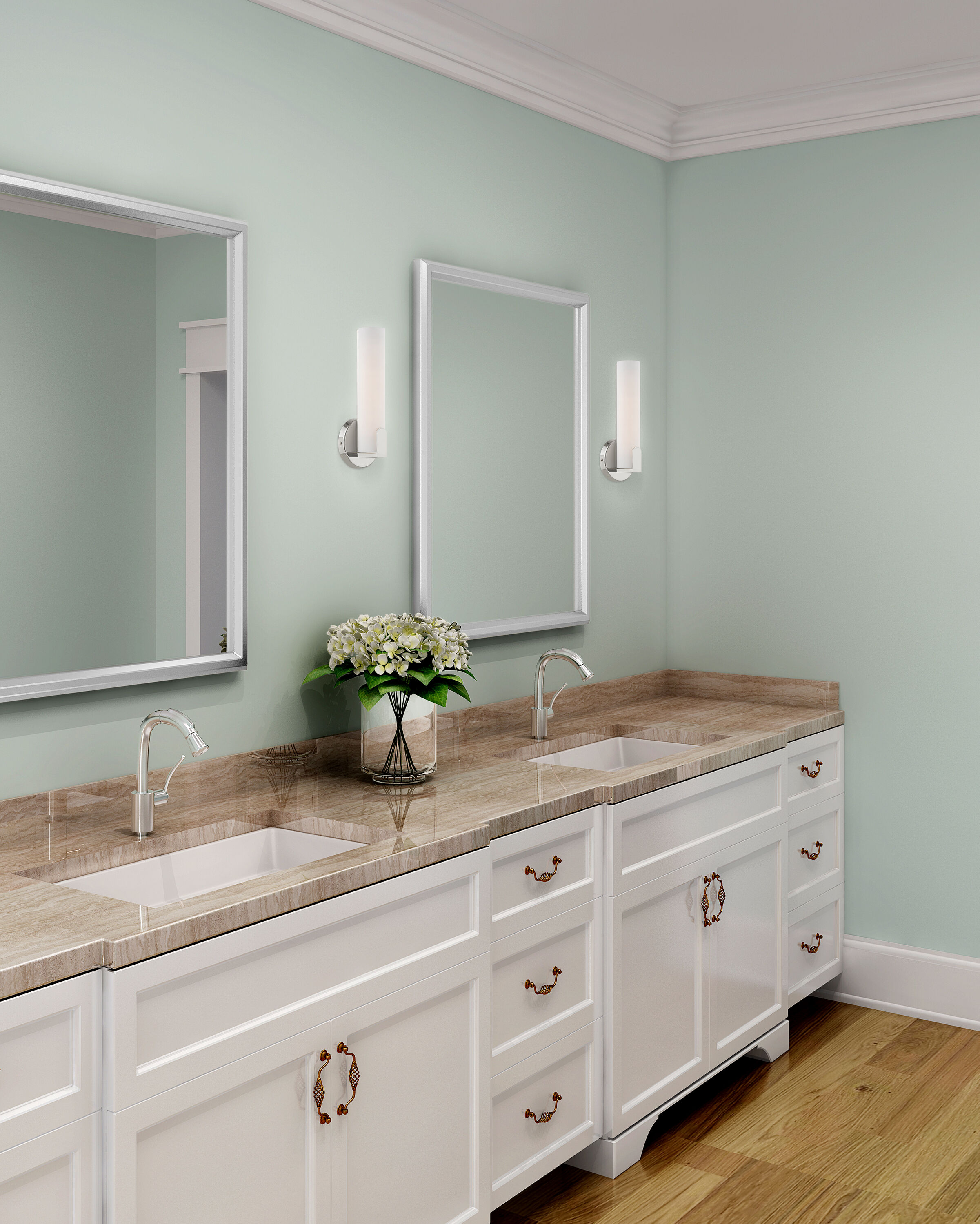 Sleek Polished Chrome LED Wall Sconce with Satin White Shade