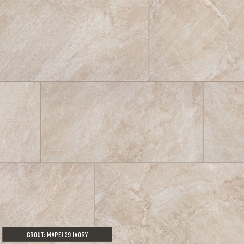 STAINMASTER SM771224XTMTLW Somerset Beige 12-in x 24-in Matte Porcelain Marble Look Floor and Wall Tile (1.95-sq. ft/ Piece)