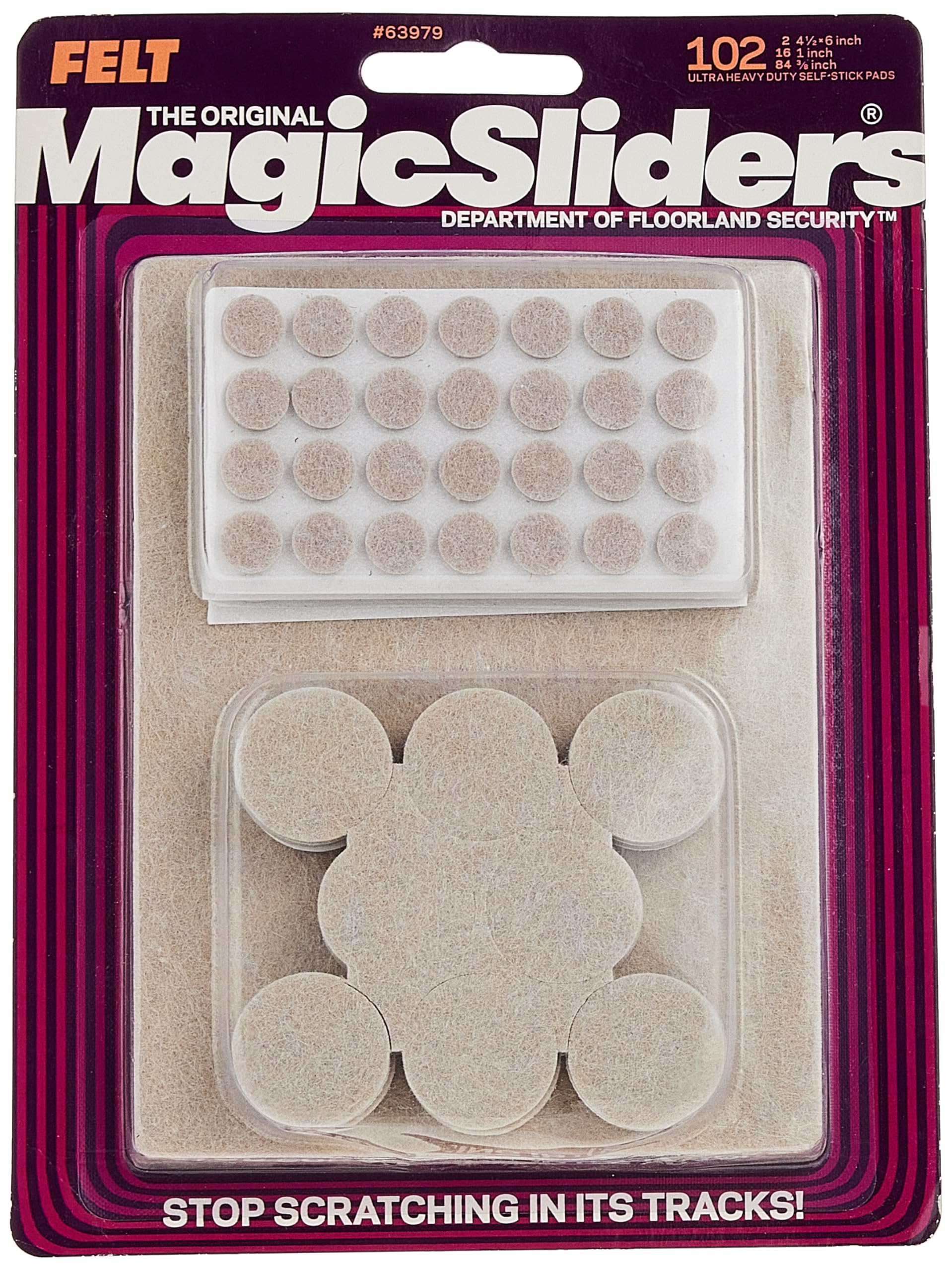 RUBY Sliders Magic Sliders Felt Self Adhesive Protective Pads Oatmeal Assorted 102 pk