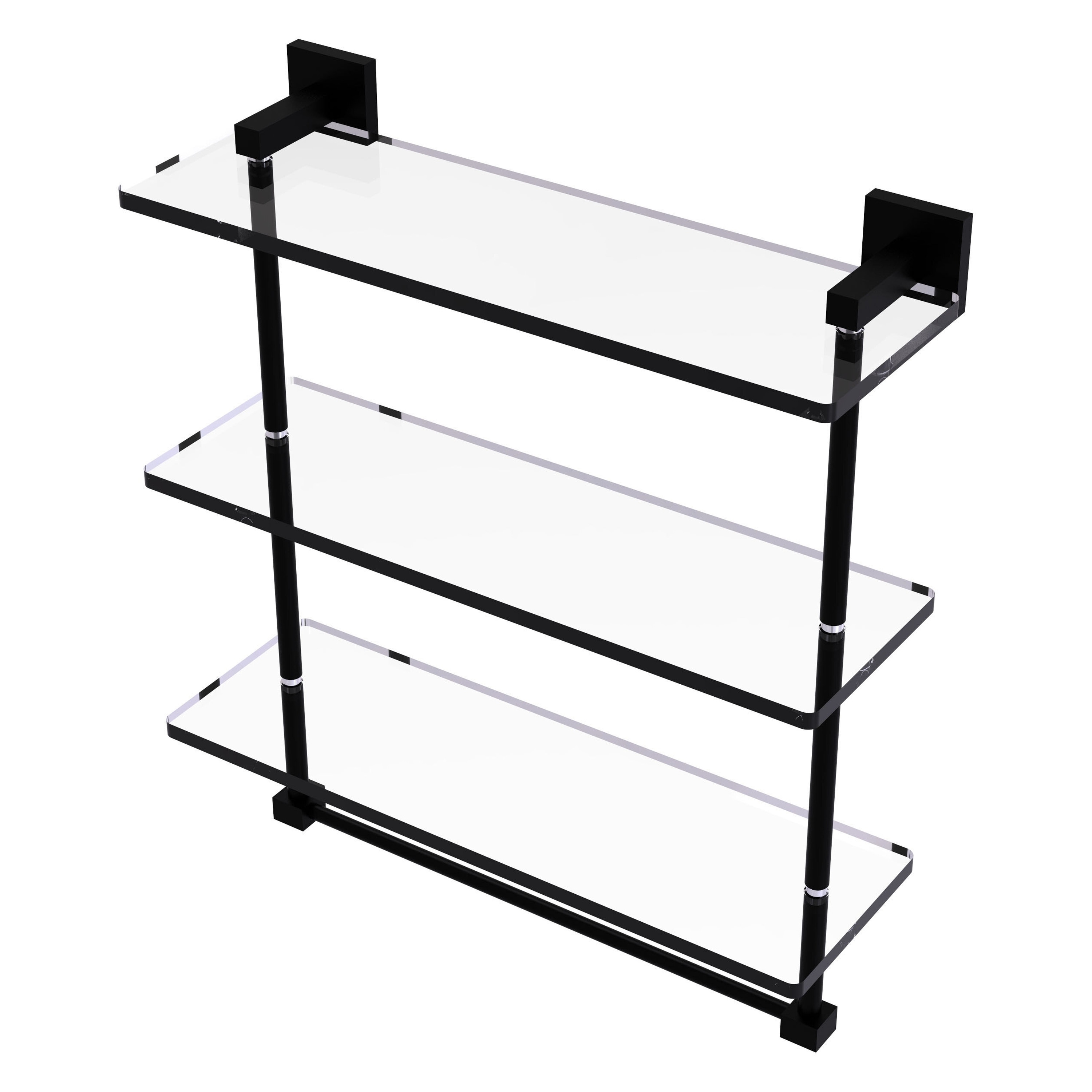 Allied Brass MT-5-16TB-BKM Montero Matte Black 3-Tier Wall Mount Bathroom Shelf (16-in x 18-in x 5-in)