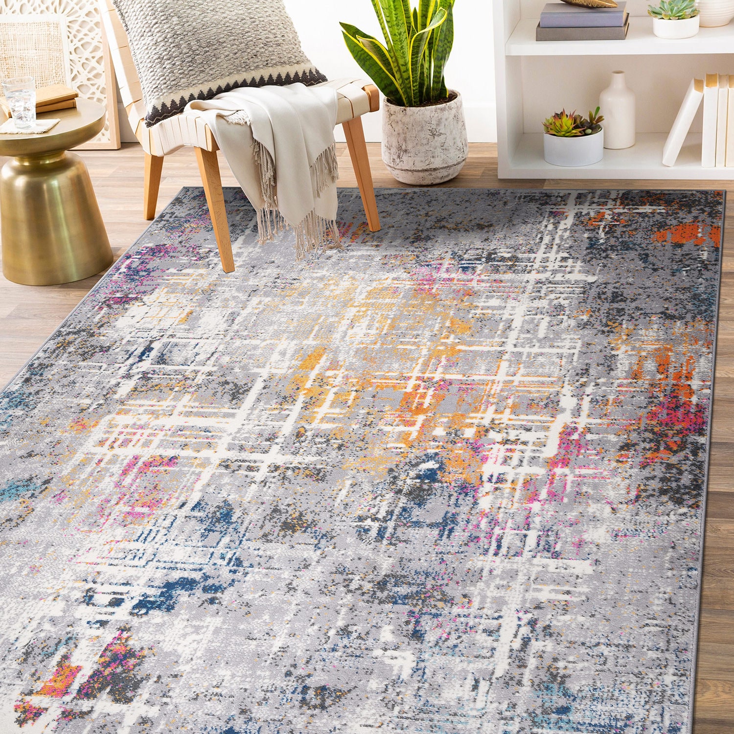 World Rug Gallery 2100MULTI5X7 5 x 7 (ft) Loomed Polypropylene Multiple colors/finishes Rectangular Indoor Distressed/Overdyed Area rug